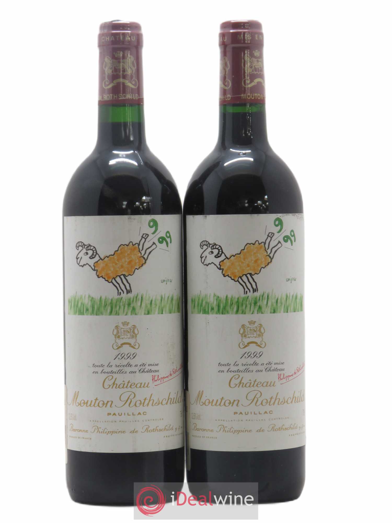 Château Mouton Rothschild 1er Grand Cru Classé 1999 - Lot de 2 bouteilles - 0