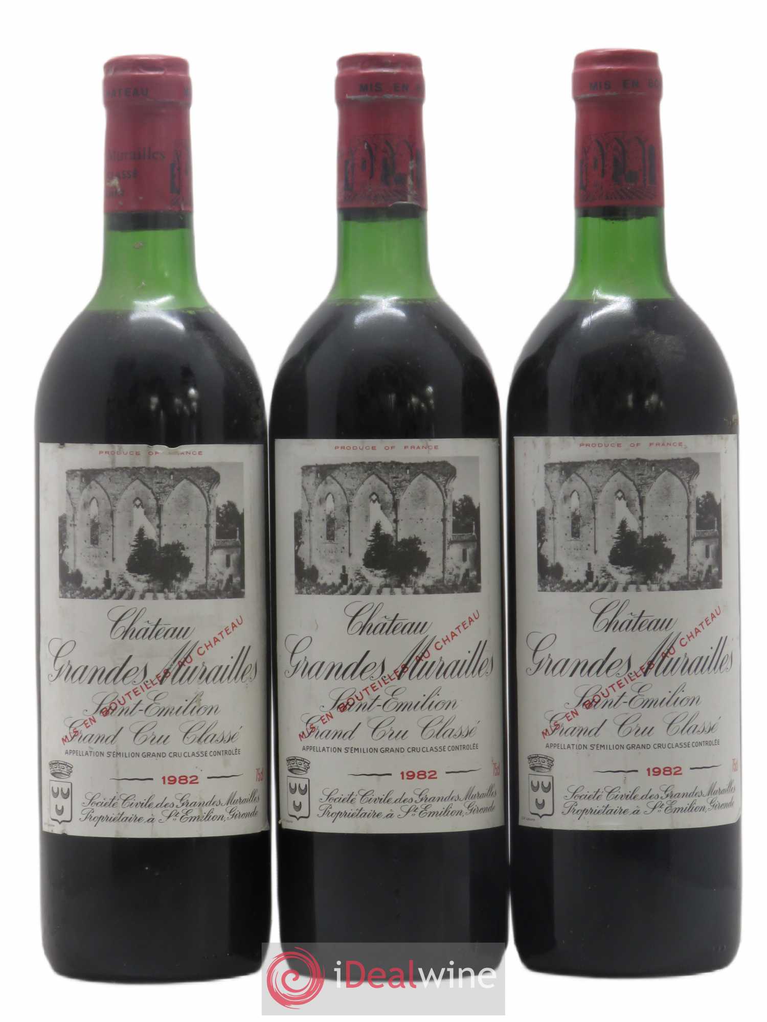 Château les Grandes Murailles Grand Cru Classé 1982 - Lot de 3 bouteilles - 0