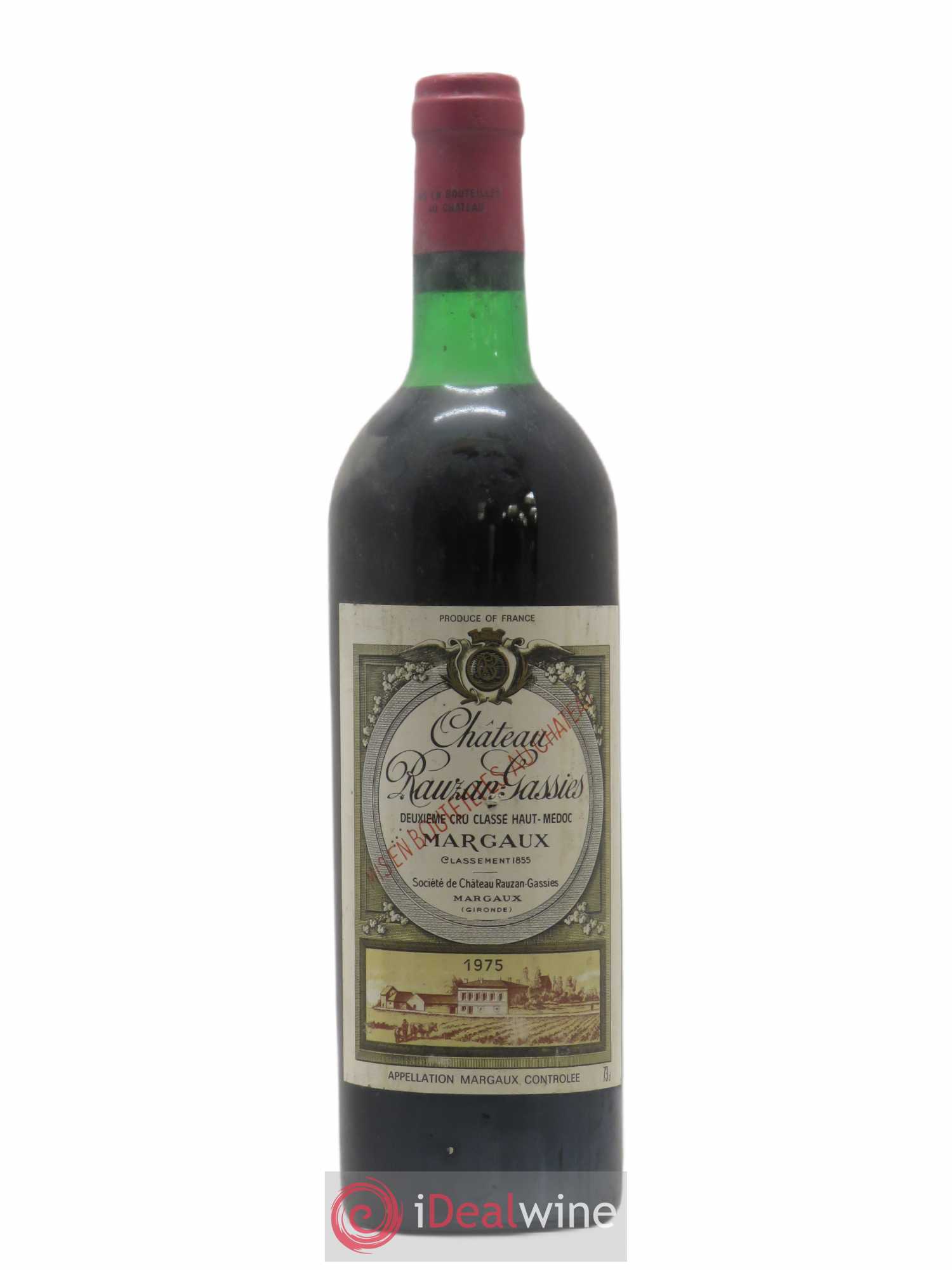 Château Rauzan-Gassies 2ème Grand Cru Classé 1975 - Lot de 1 bouteille - 0