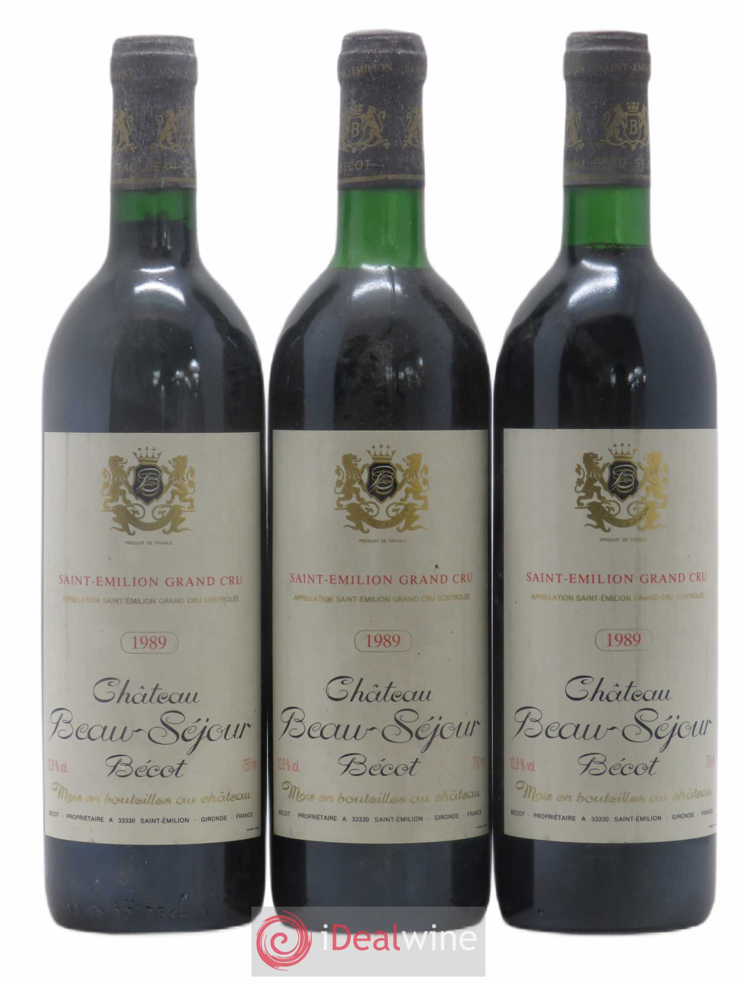 Château Beau-Séjour Bécot 1er Grand Cru Classé B 1989 - Lot de 3 bouteilles - 0