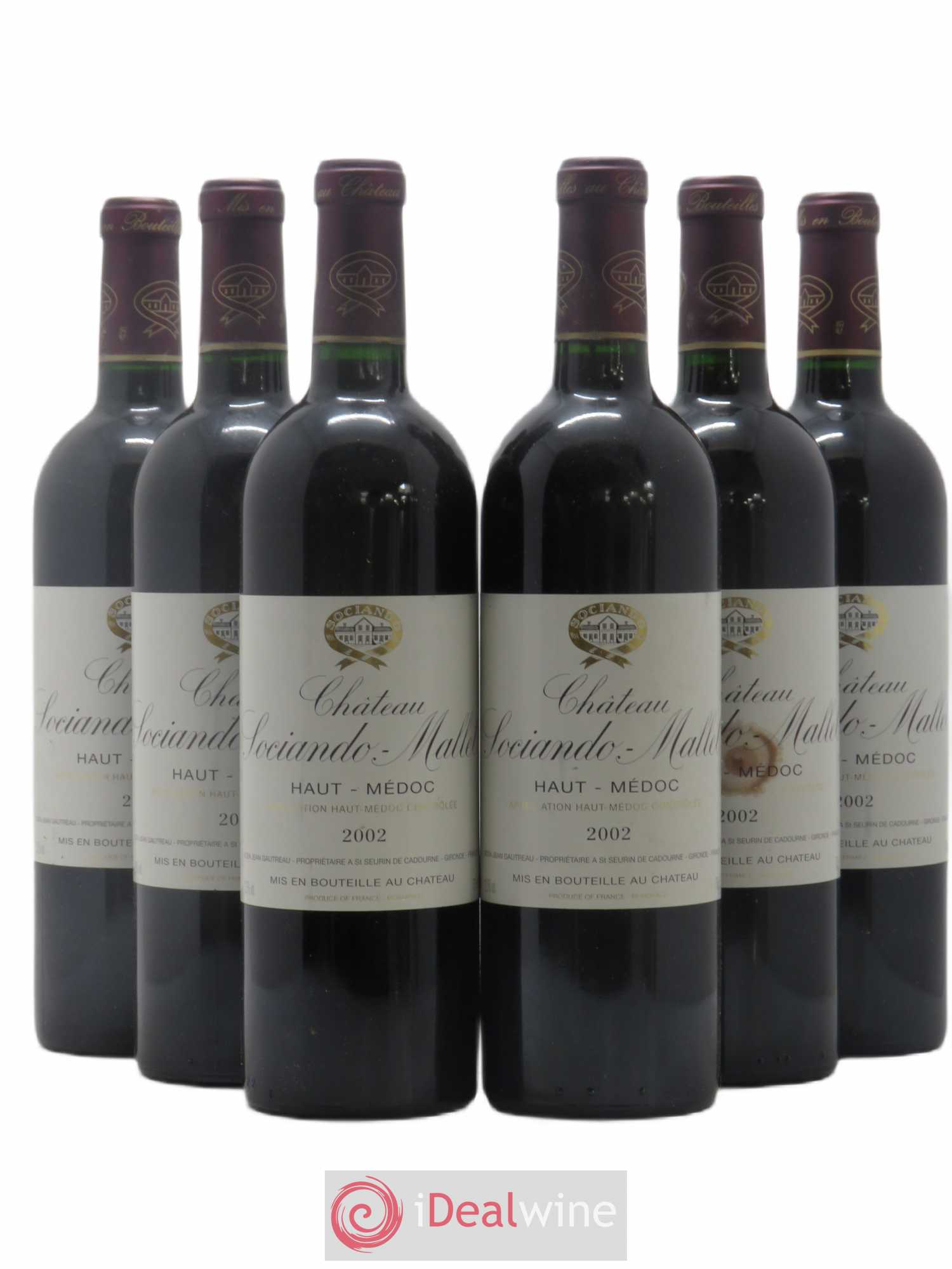 Château Sociando Mallet 2002 - Lot de 6 bouteilles - 0
