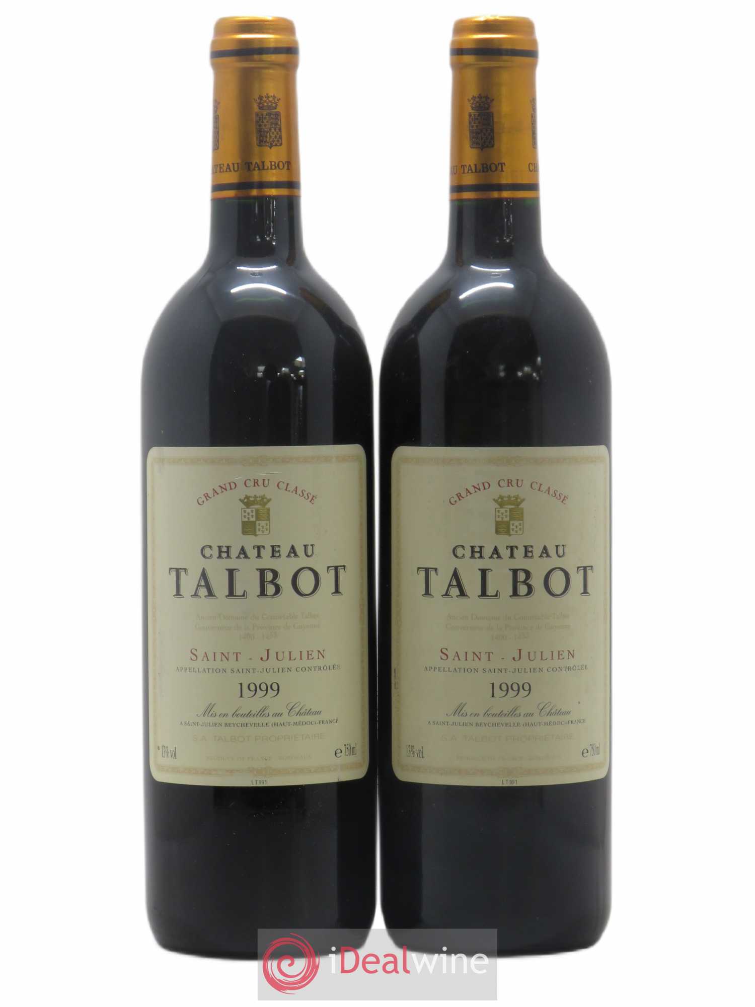 Château Talbot 4ème Grand Cru Classé 1999 - Lot de 2 bouteilles - 0