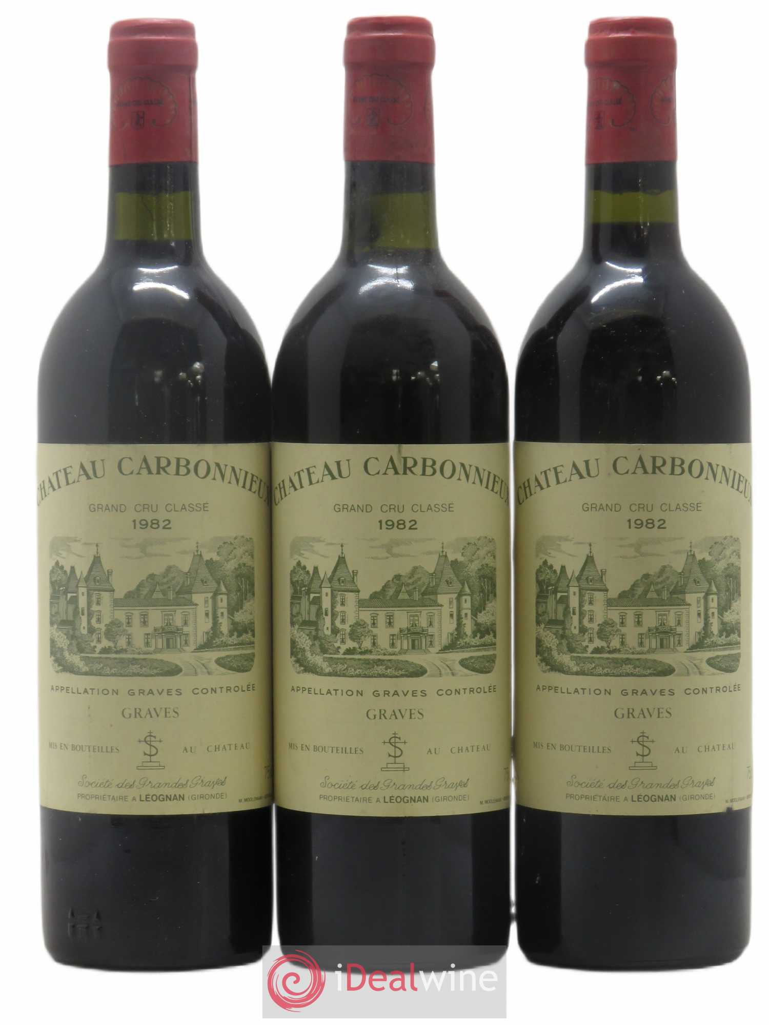 Château Carbonnieux Cru Classé de Graves 1982 - Lot de 3 bouteilles - 0