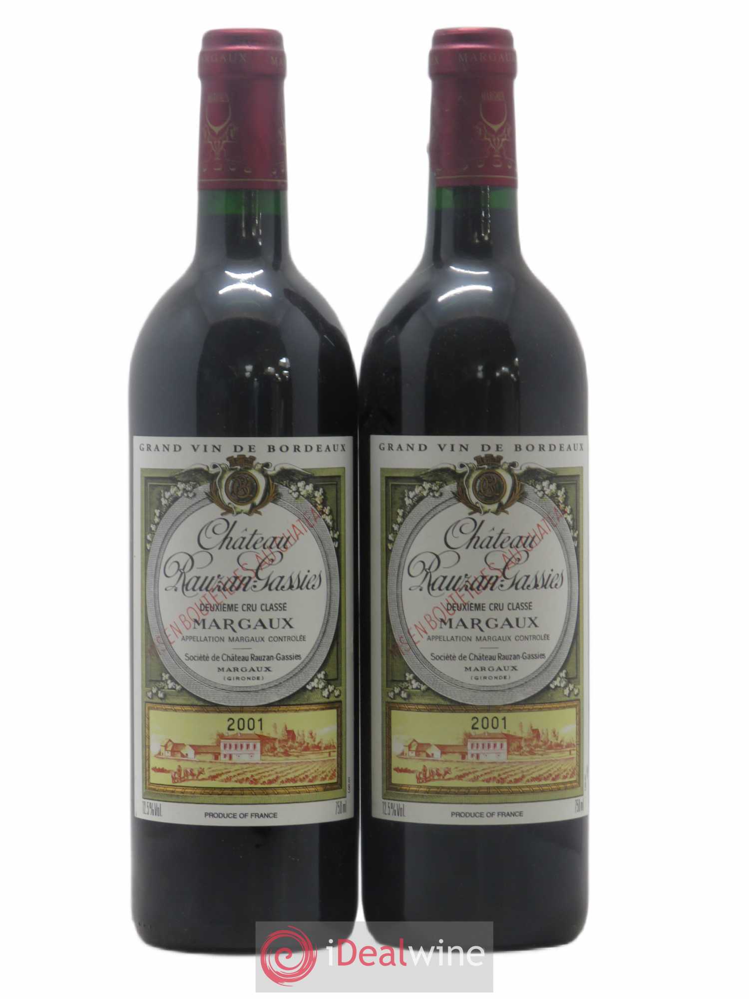 Château Rauzan-Gassies 2ème Grand Cru Classé 2001 - Lot de 2 bouteilles - 0