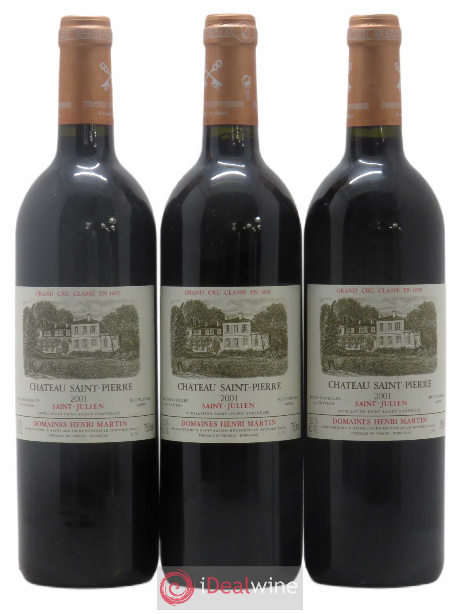 Château Saint-Pierre 4ème Grand Cru Classé 2001 - Lot de 3 bouteilles - 0