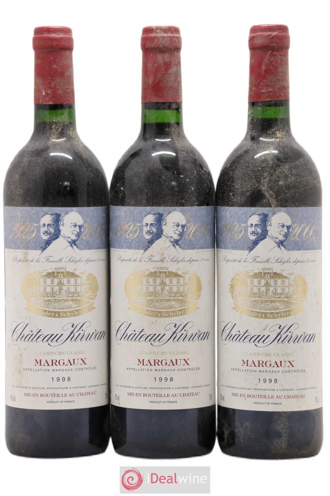 Château Kirwan 3ème Grand Cru Classé 1998 - Lot de 3 bouteilles - 0