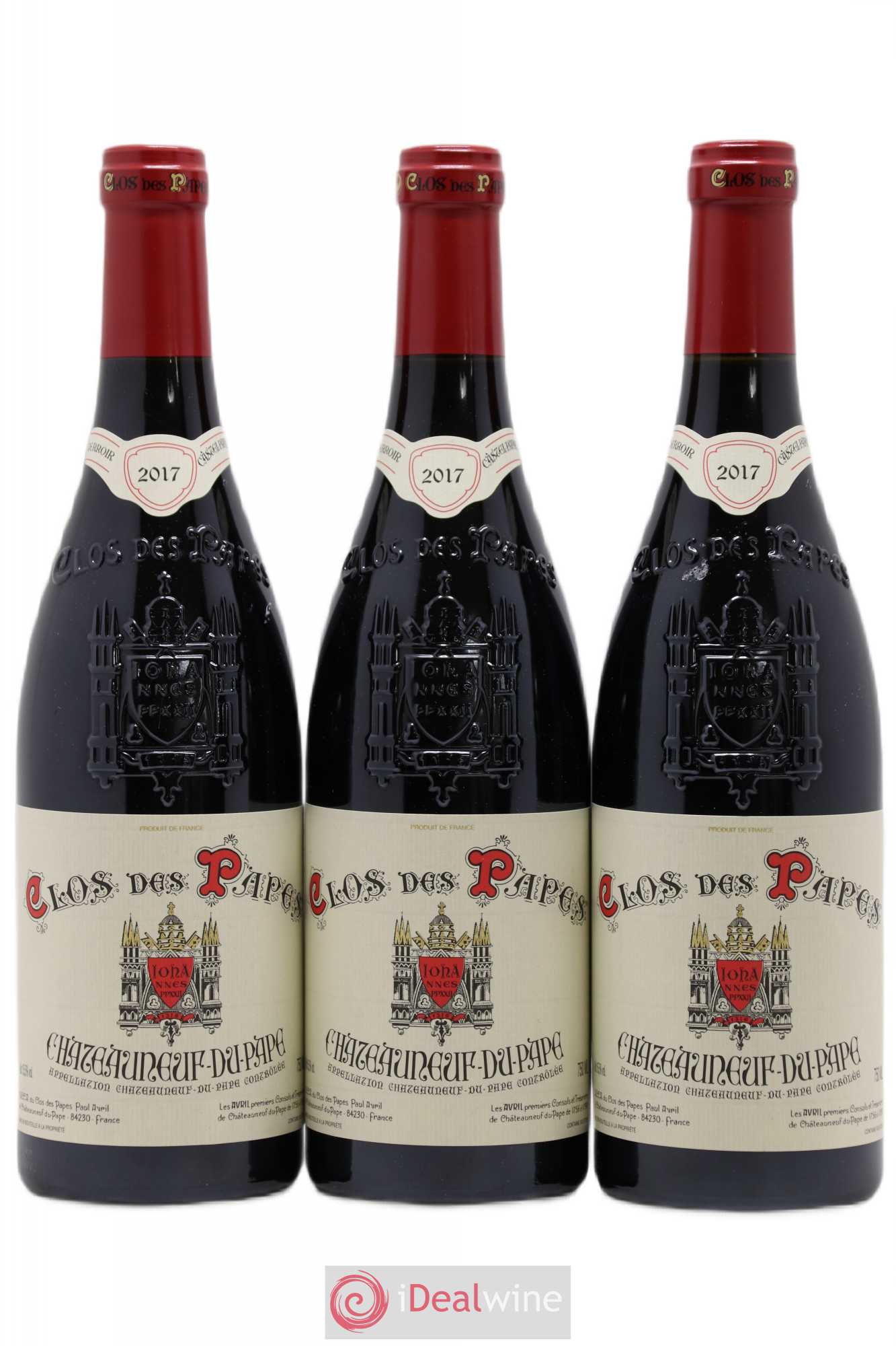 Châteauneuf-du-Pape Clos des Papes - Paul Avril 2017 - Lot de 3 bouteilles - 0