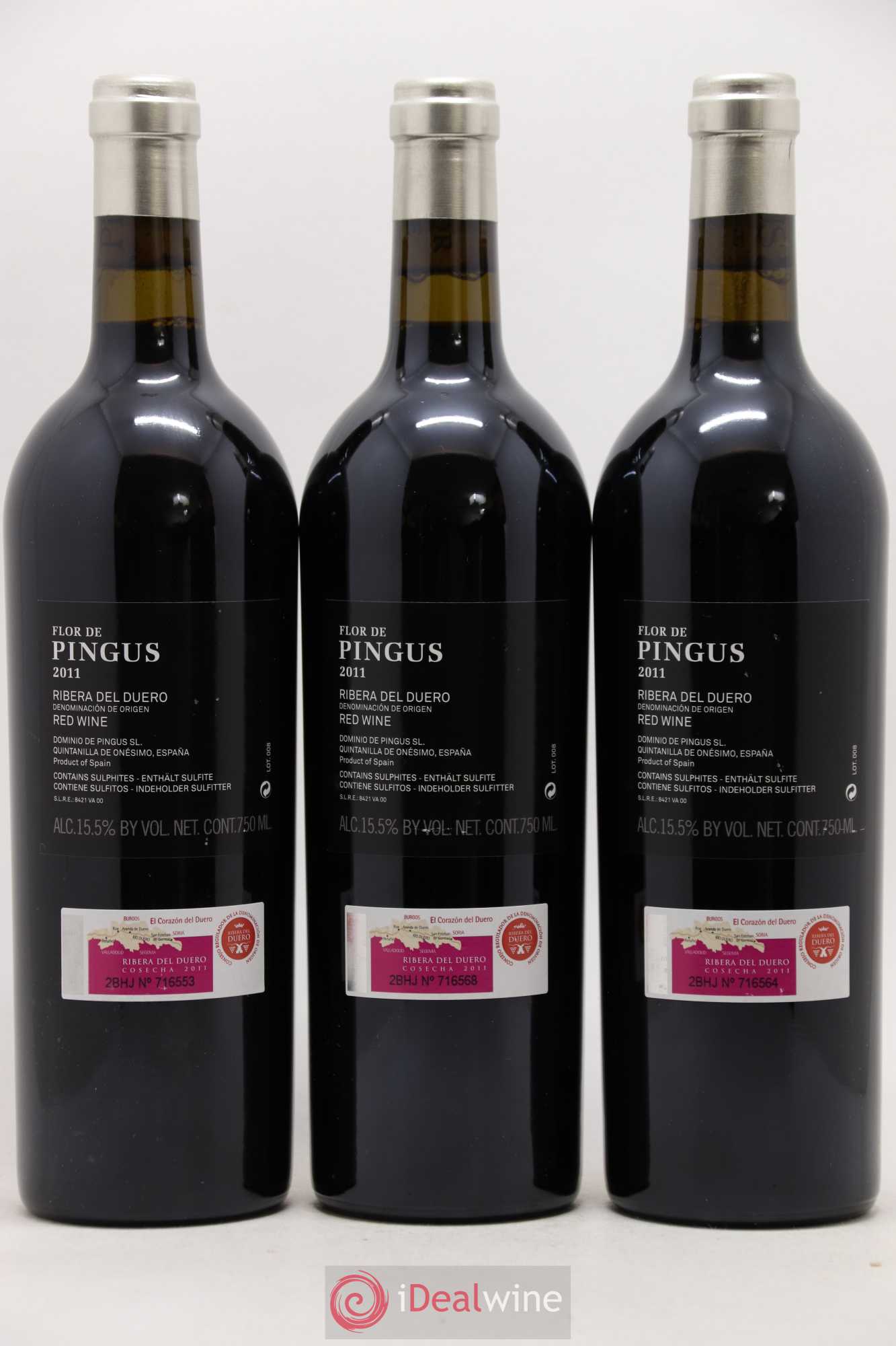 Ribera Del Duero Flor de Pingus Dominio de Pingus - Peter Sisseck 2011 - Lot de 3 bouteilles - 1