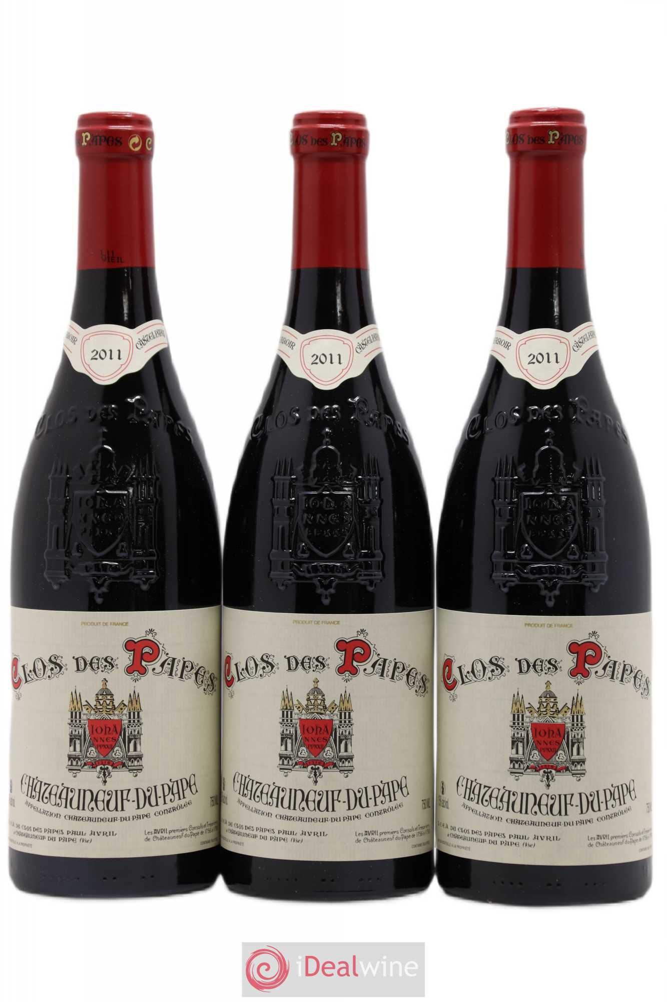 Châteauneuf-du-Pape Clos des Papes - Paul Avril 2011 - Lot de 3 bouteilles - 0