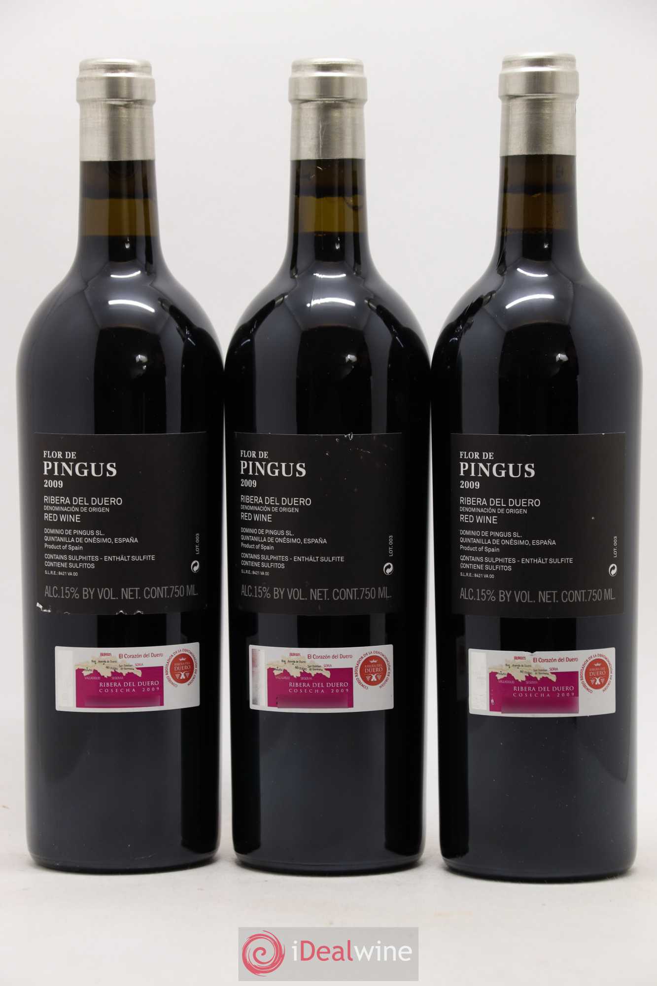 Ribera Del Duero Flor de Pingus Dominio de Pingus - Peter Sisseck 2009 - Lot de 3 bouteilles - 1
