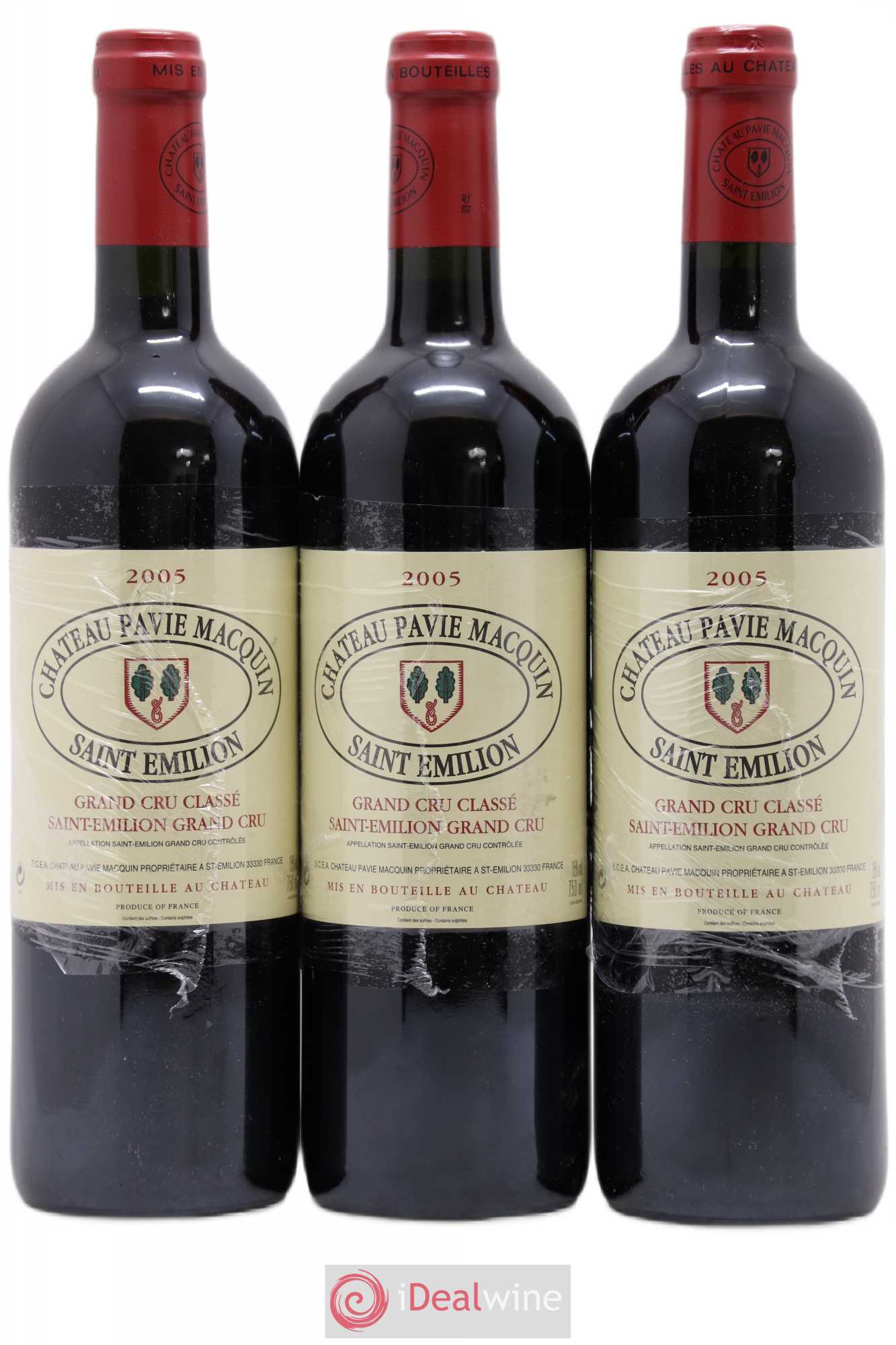 Château Pavie Macquin 1er Grand Cru Classé B 2005 - Lot de 3 bouteilles - 0