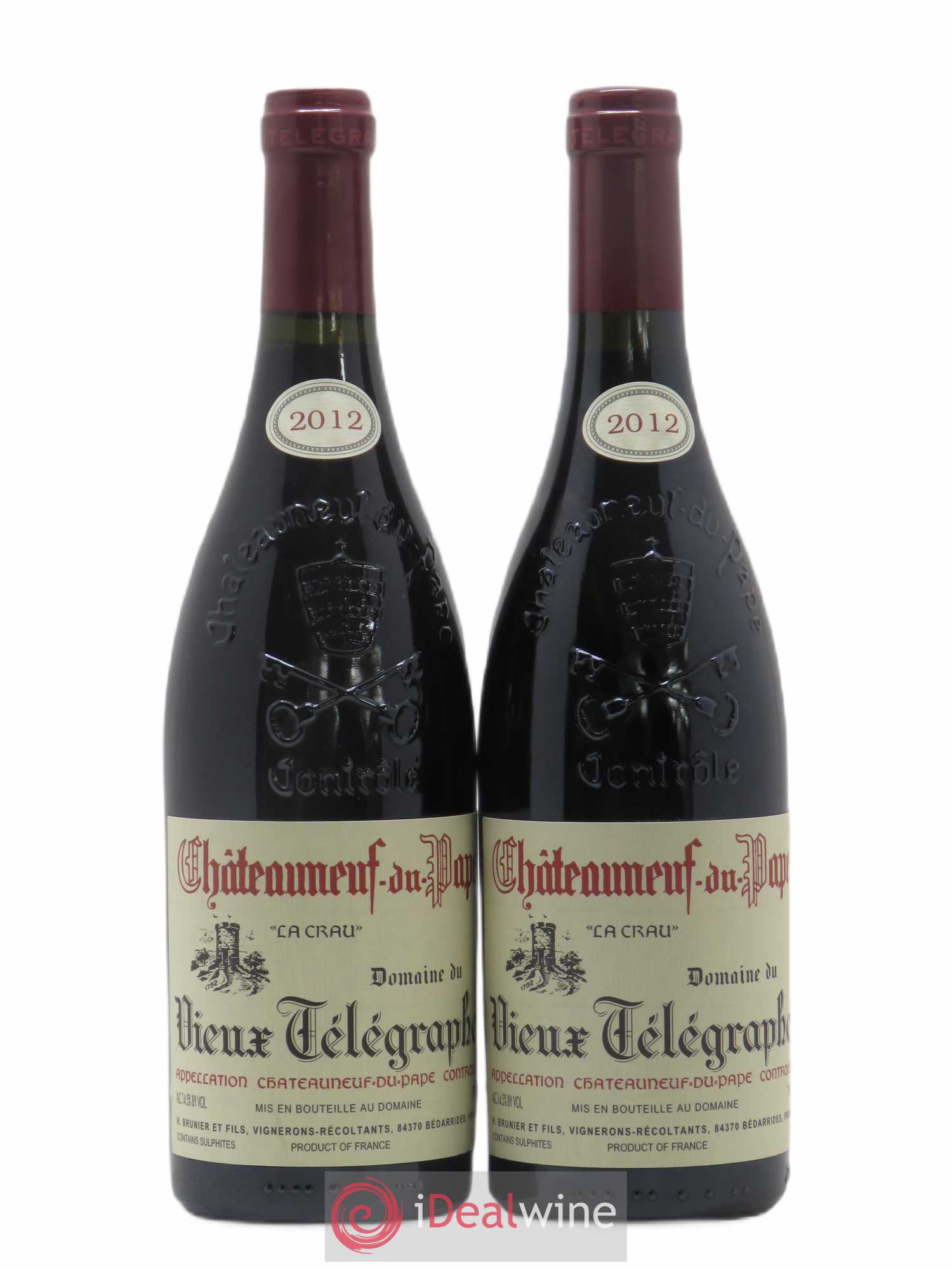 Châteauneuf-du-Pape Vieux Télégraphe (Domaine du) Vignobles Brunier 2012 - Lot de 2 bouteilles - 0