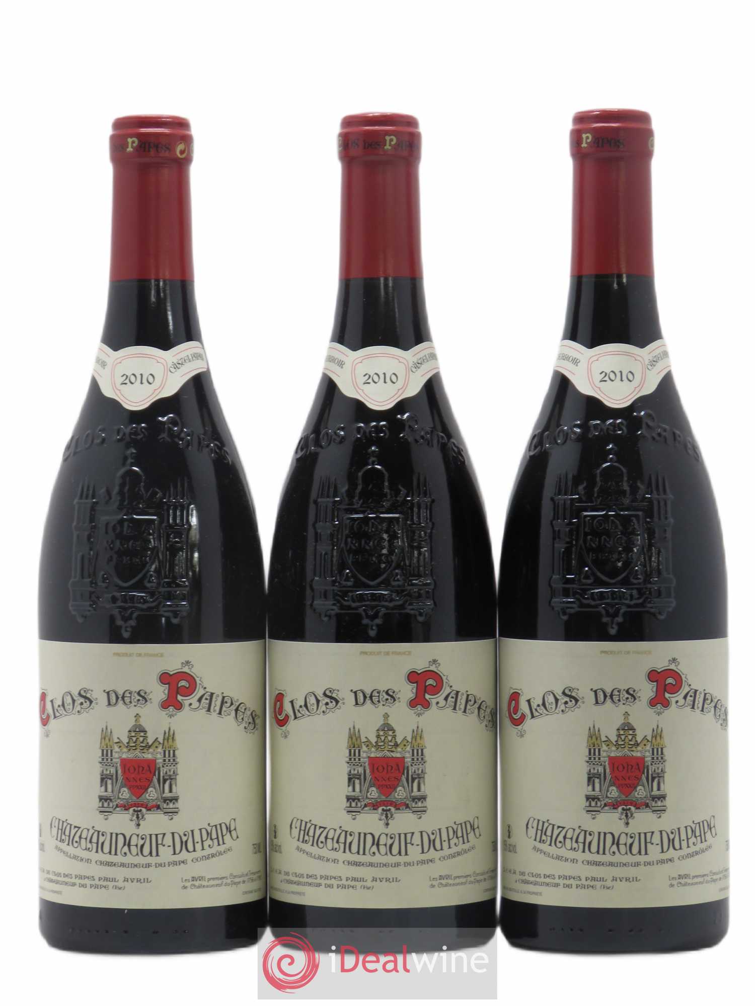 Châteauneuf-du-Pape Clos des Papes - Paul Avril 2010 - Lot de 3 bouteilles - 0