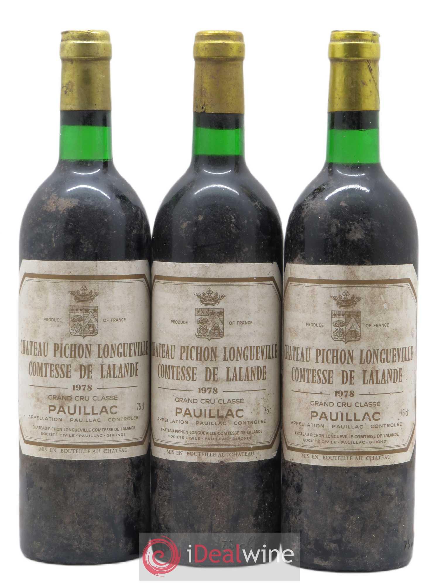 Château Pichon Longueville Comtesse de Lalande 2ème Grand Cru Classé 1978 - Lot de 3 bouteilles - 0