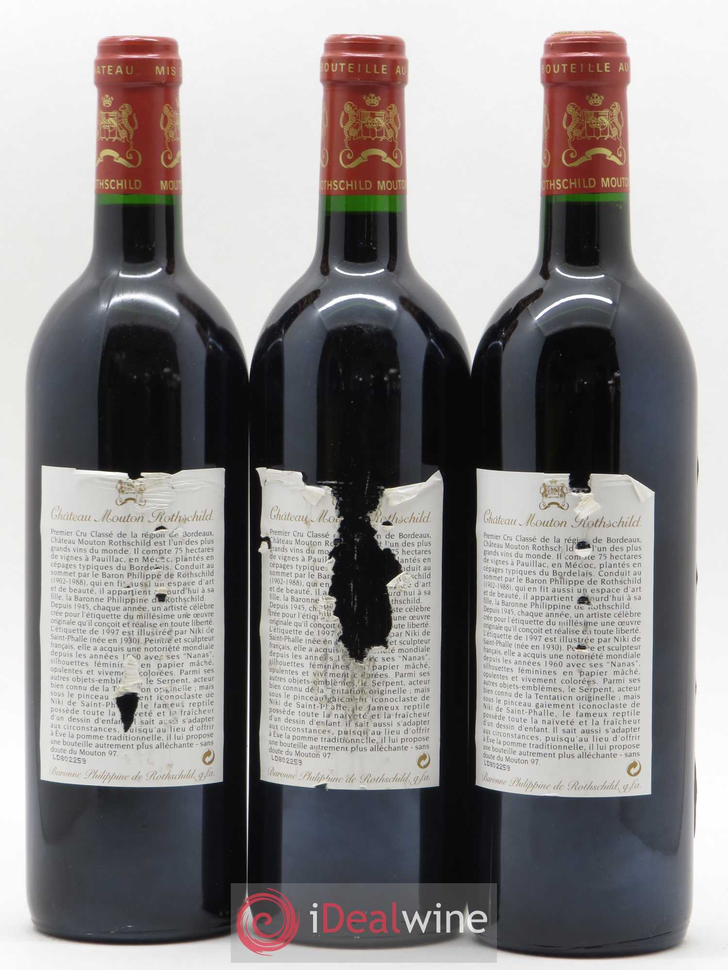Château Mouton Rothschild 1er Grand Cru Classé 1997 - Lot de 3 bouteilles - 1