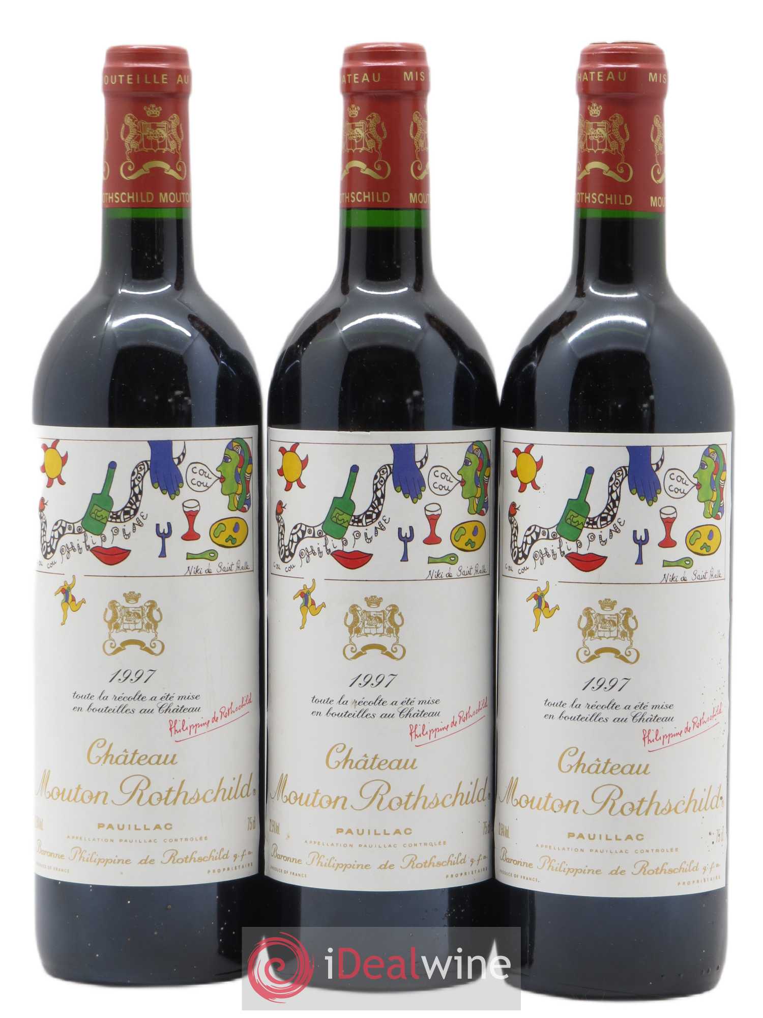 Château Mouton Rothschild 1er Grand Cru Classé 1997 - Lot de 3 bouteilles - 0