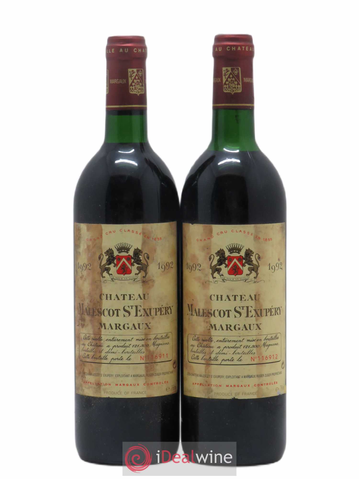 Château Malescot Saint-Exupéry 3ème Grand Cru Classé 1992 - Lot de 2 bouteilles - 0