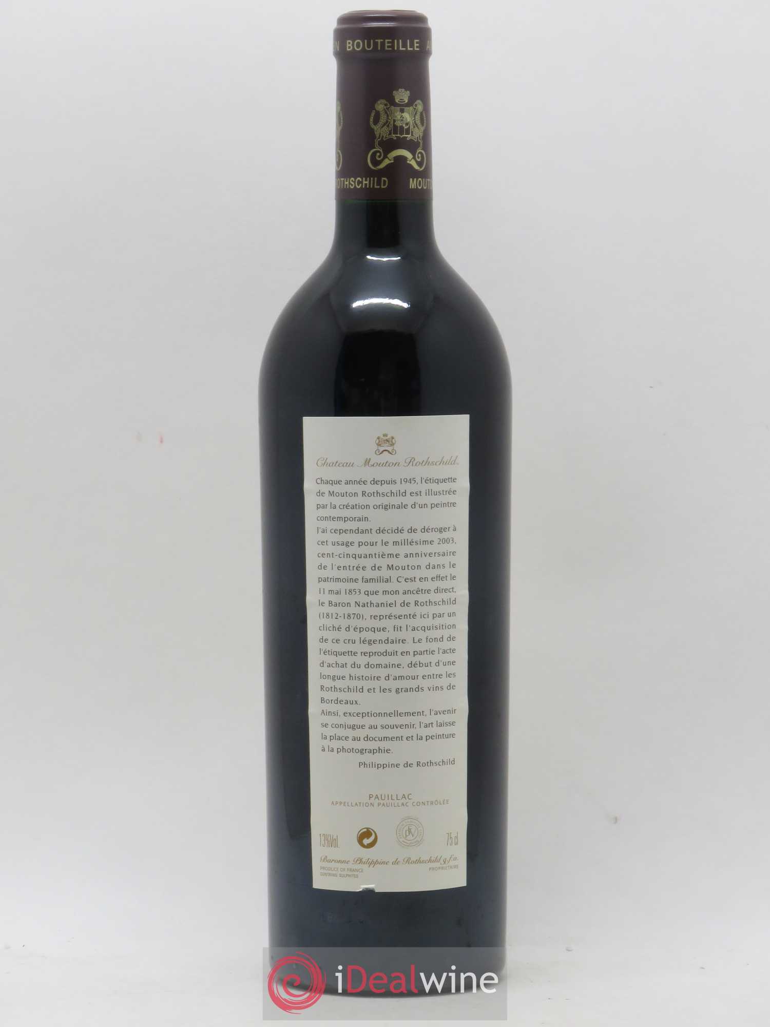 Château Mouton Rothschild 1er Grand Cru Classé 2003 - Lot de 1 bouteille - 1