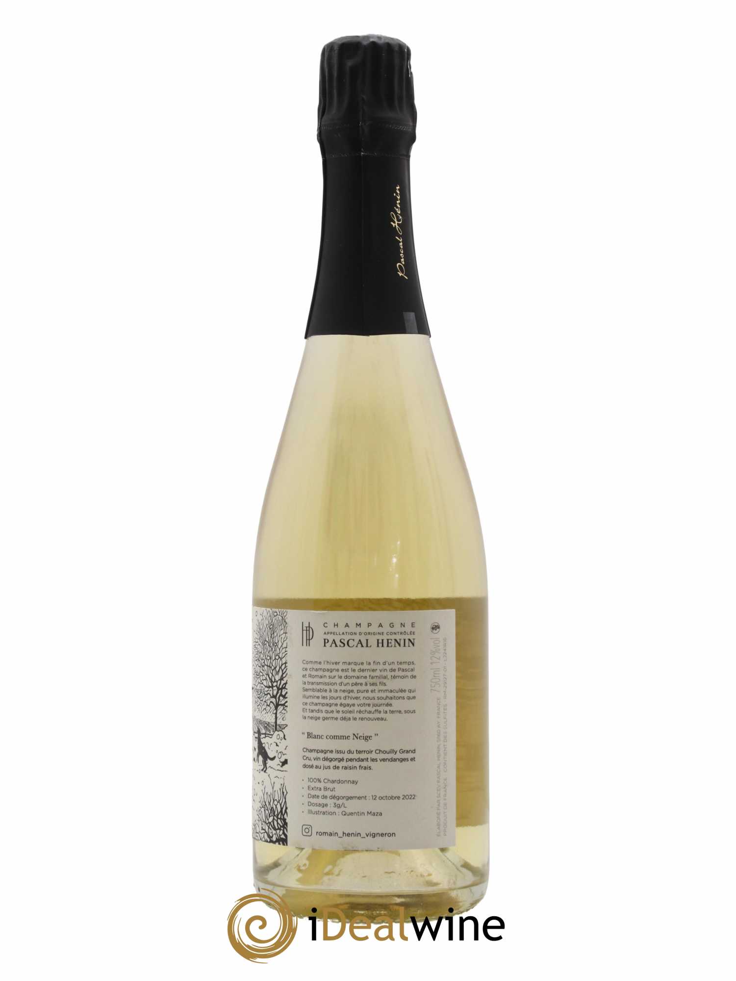 Champagne Extra-Brut Blanc comme Neige Romain Henin Illustration Quentin Maza - Lot de 1 bouteille - 1
