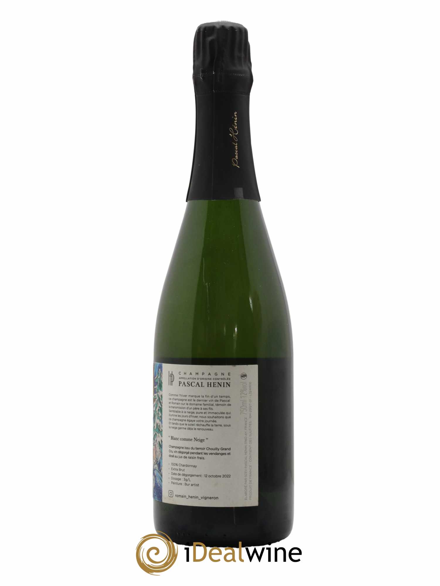 Champagne Extra-Brut Blanc comme Neige Romain Henin Illustration Bur Artist - Lot de 1 bouteille - 1