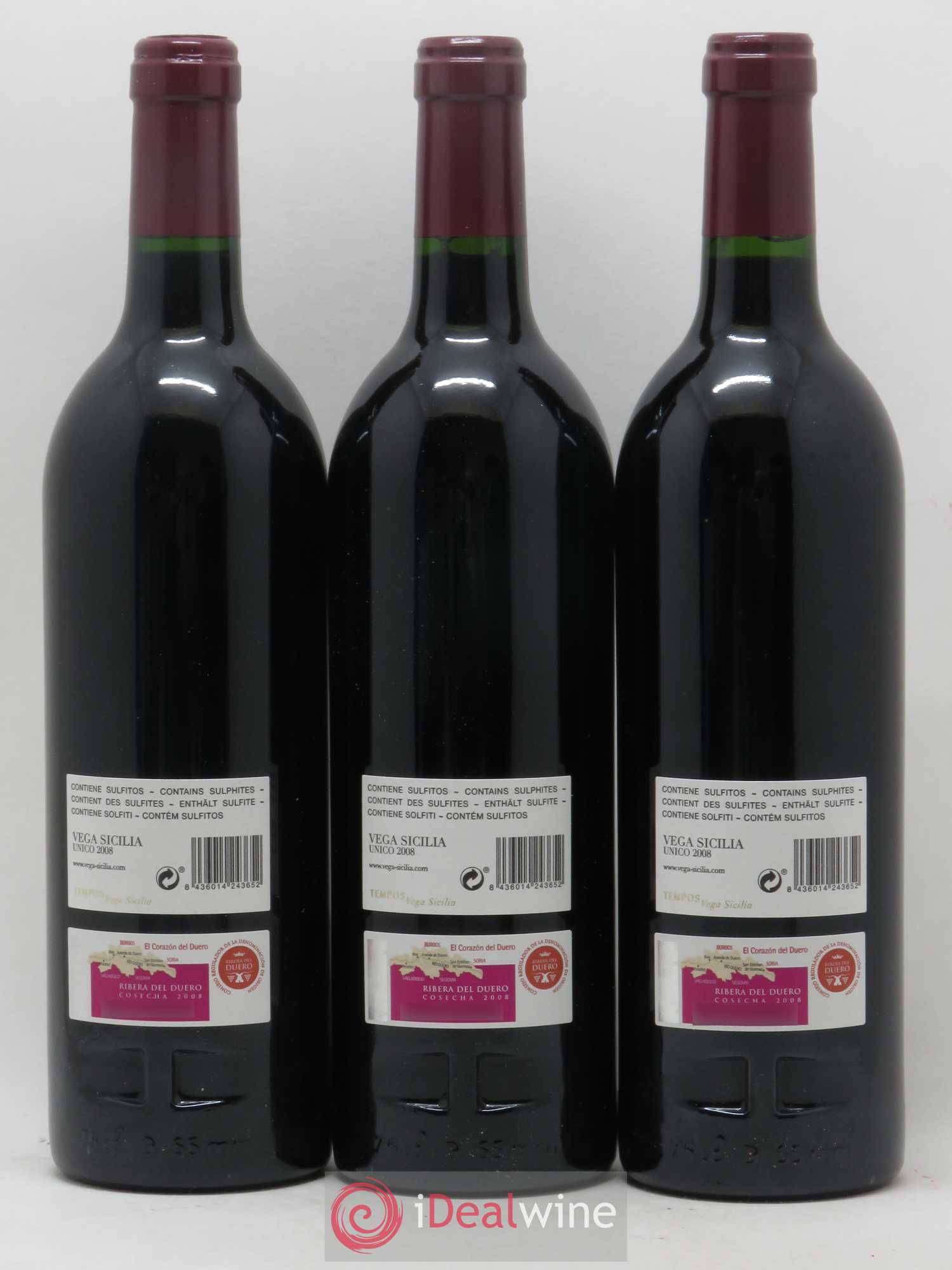 Ribera Del Duero DO Vega Sicilia Unico Famille Alvarez 2008 - Lot de 3 bouteilles - 1