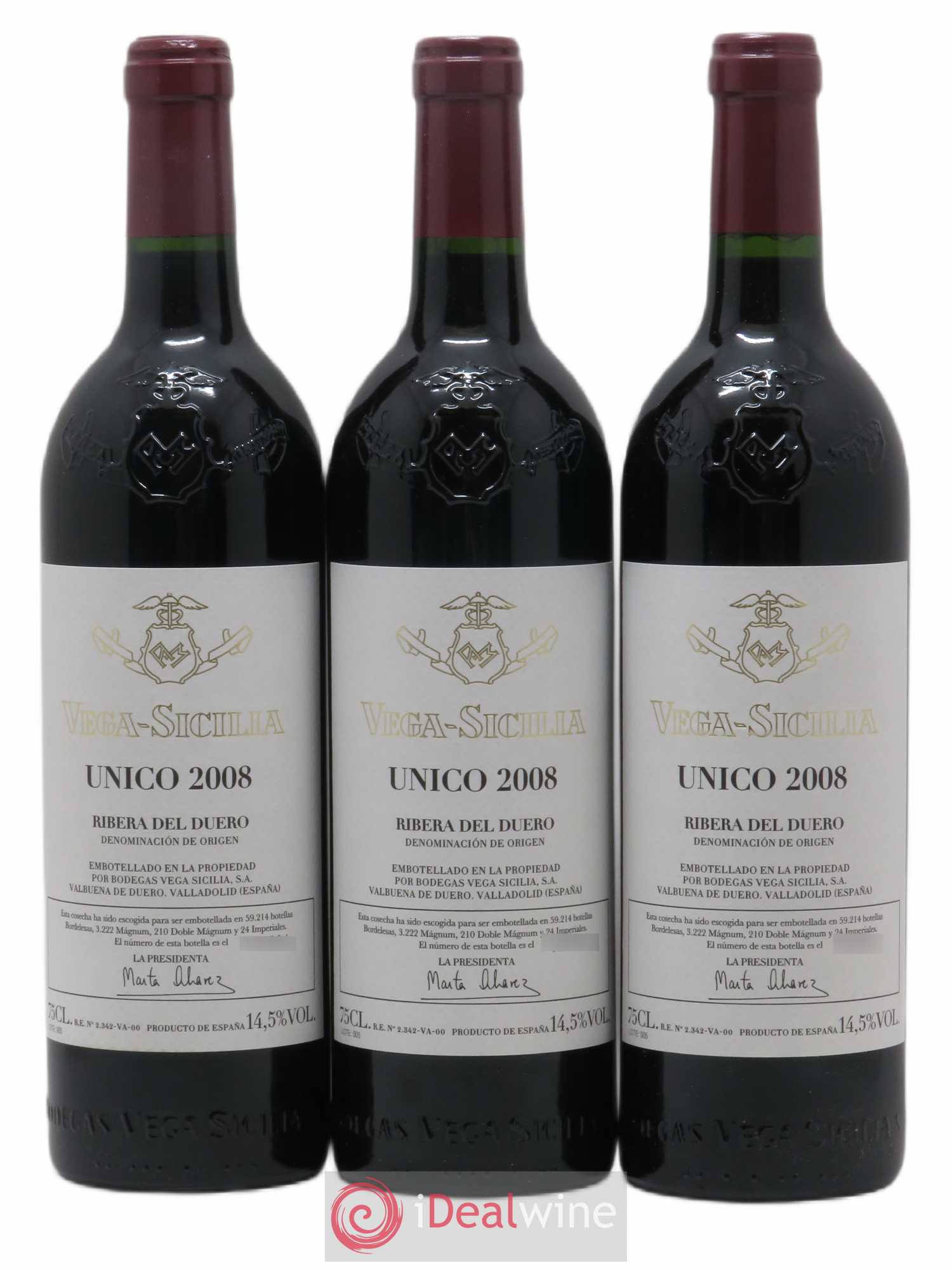Ribera Del Duero DO Vega Sicilia Unico Famille Alvarez 2008 - Lot de 3 bouteilles - 0