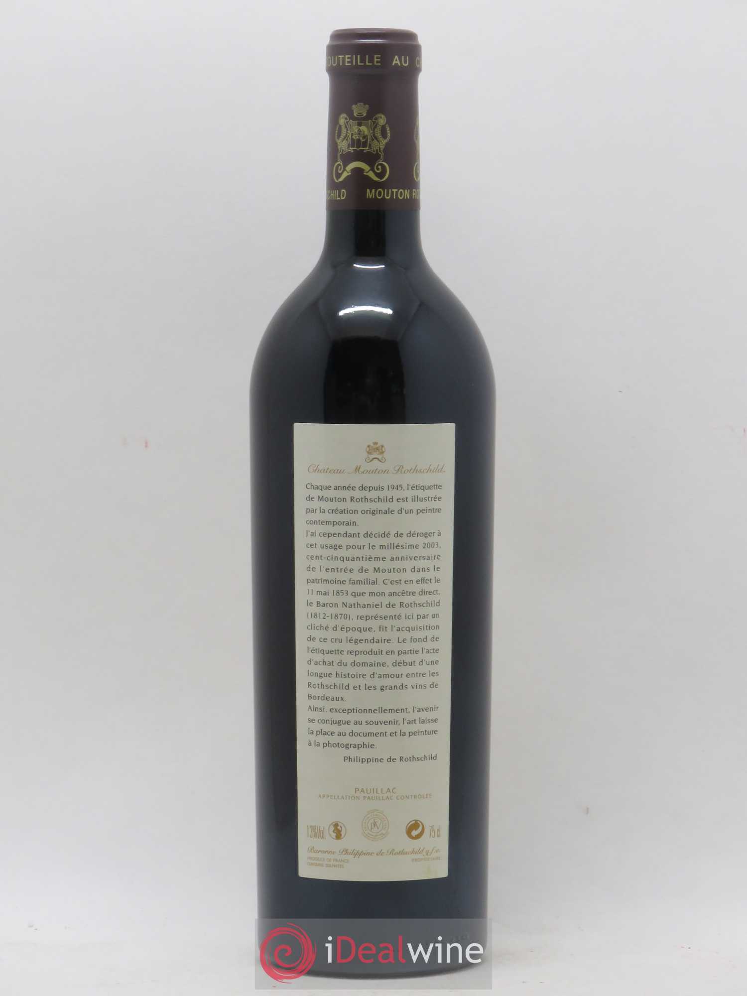 Château Mouton Rothschild 1er Grand Cru Classé 2003 - Lot de 1 bouteille - 2