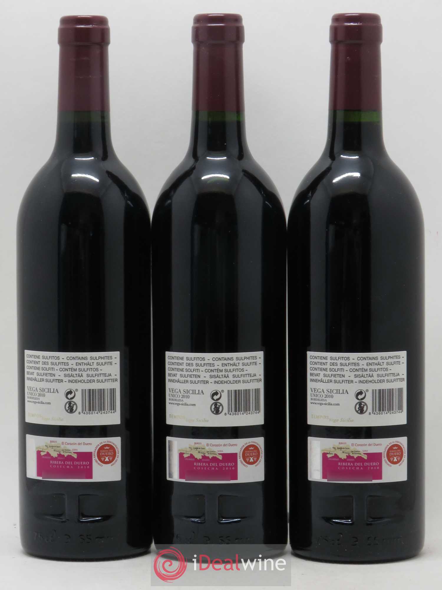 Ribera Del Duero DO Vega Sicilia Unico Famille Alvarez 2010 - Lot de 3 bouteilles - 1
