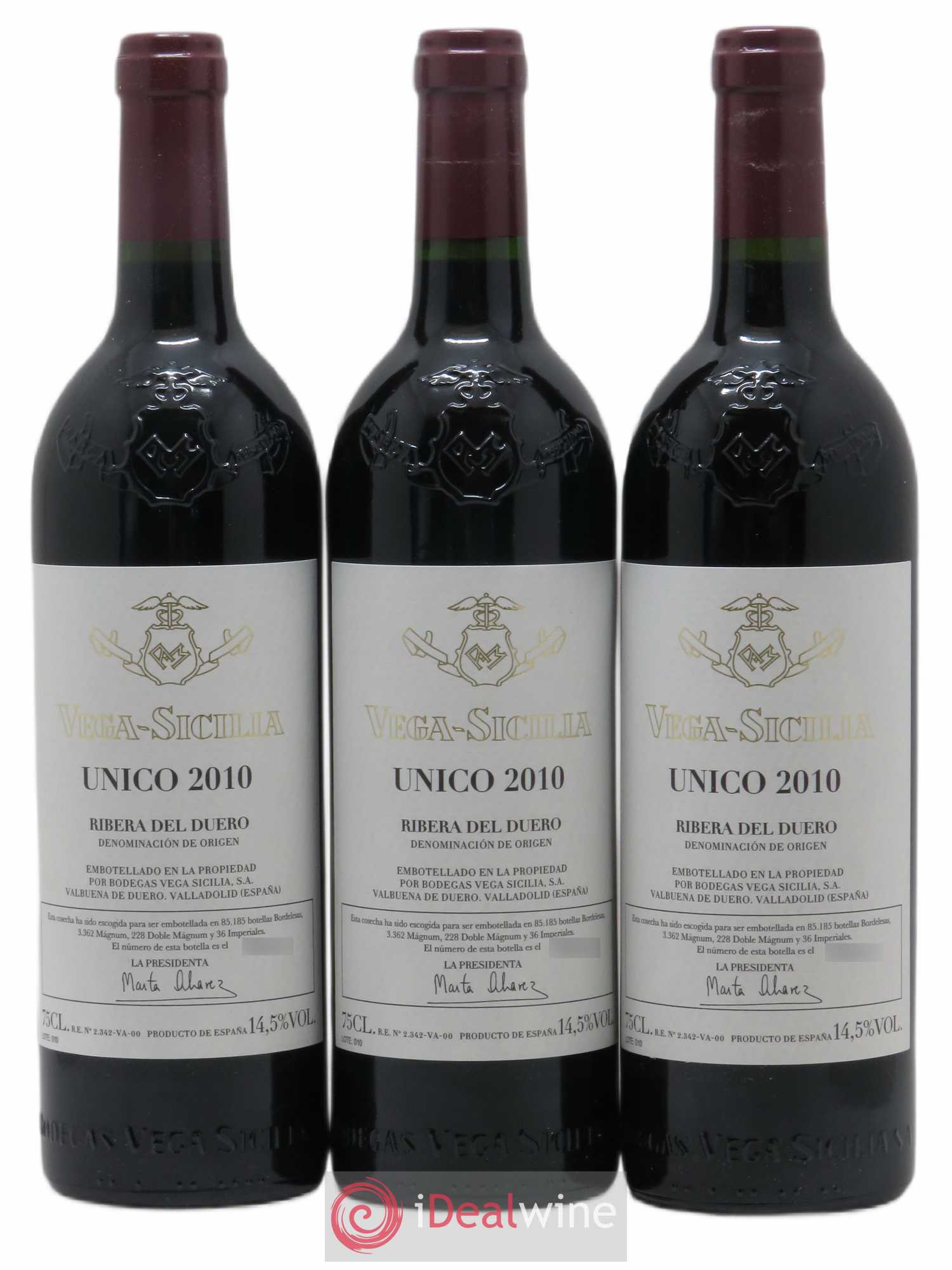 Ribera Del Duero DO Vega Sicilia Unico Famille Alvarez 2010 - Lot de 3 bouteilles - 0