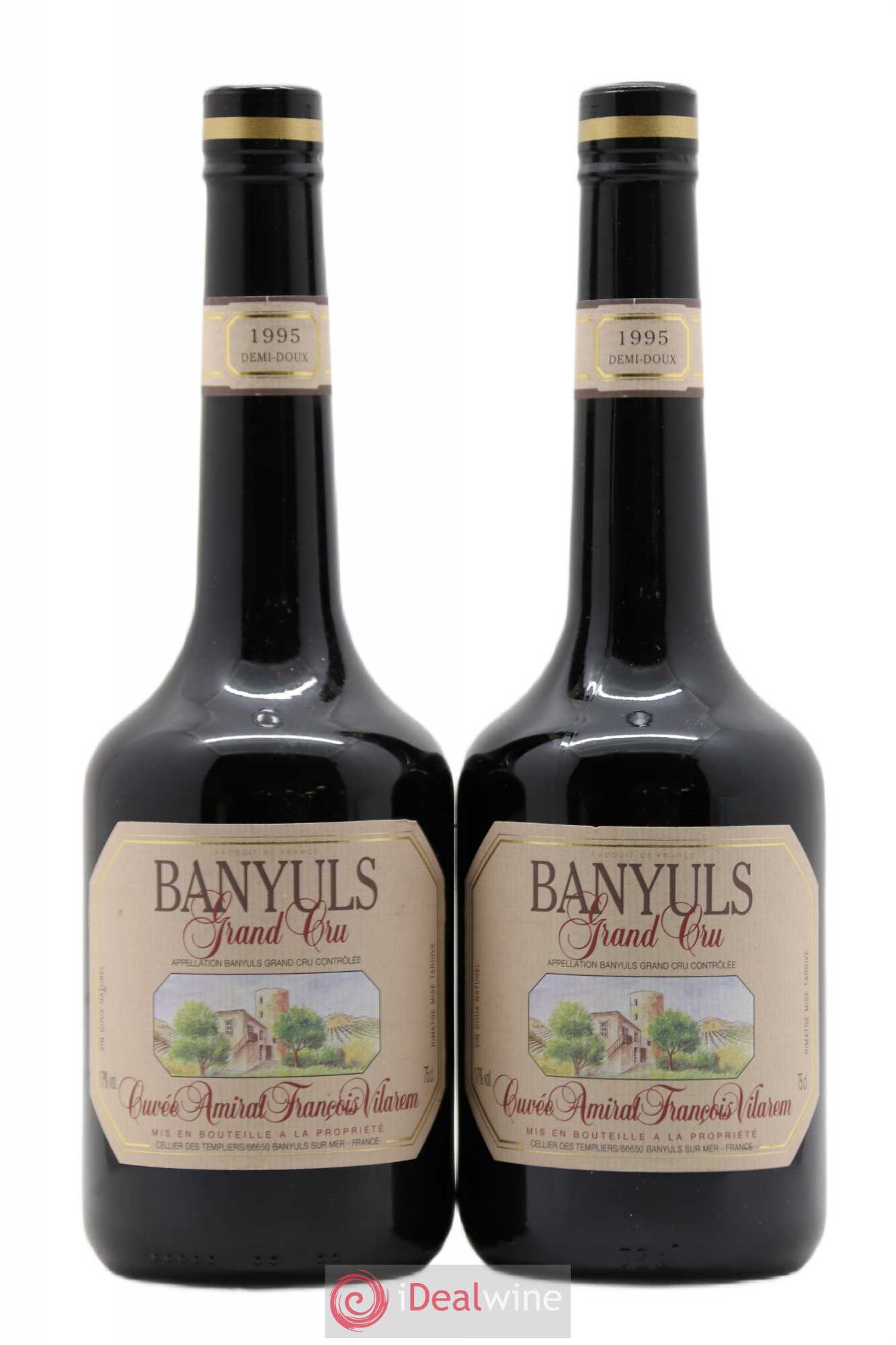 Banyuls Grand Cru Amiral François Vilarem Demi-Doux Cellier des Templiers 1995 - Posten von 2 Flaschen - 0