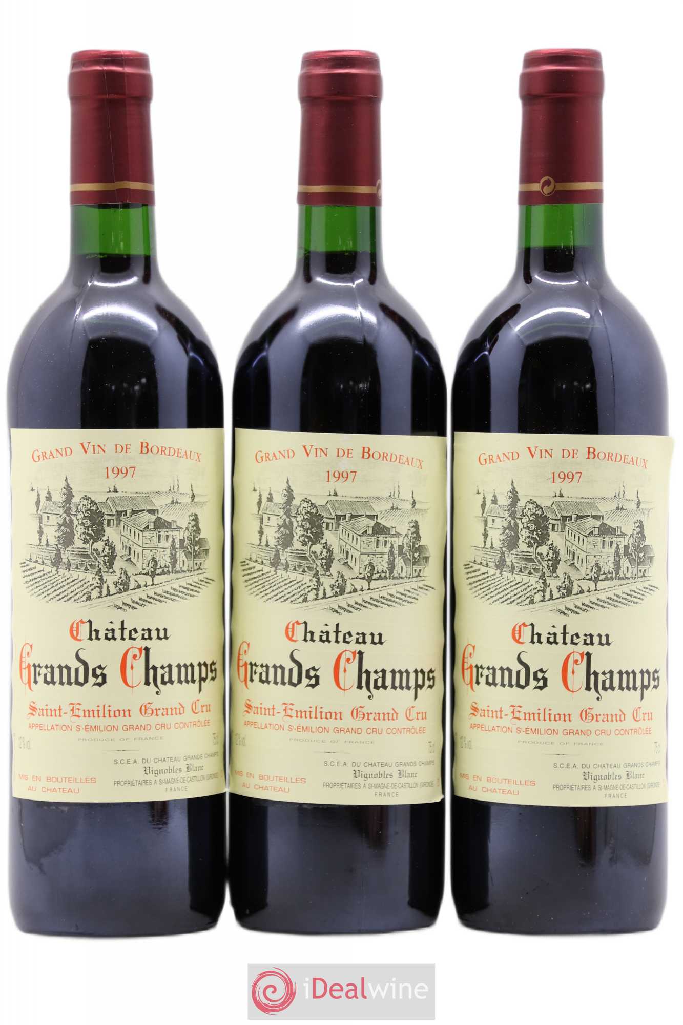 Saint-Émilion Grand Cru Château Grands Champs 1997 - Posten von 3 Flaschen - 0