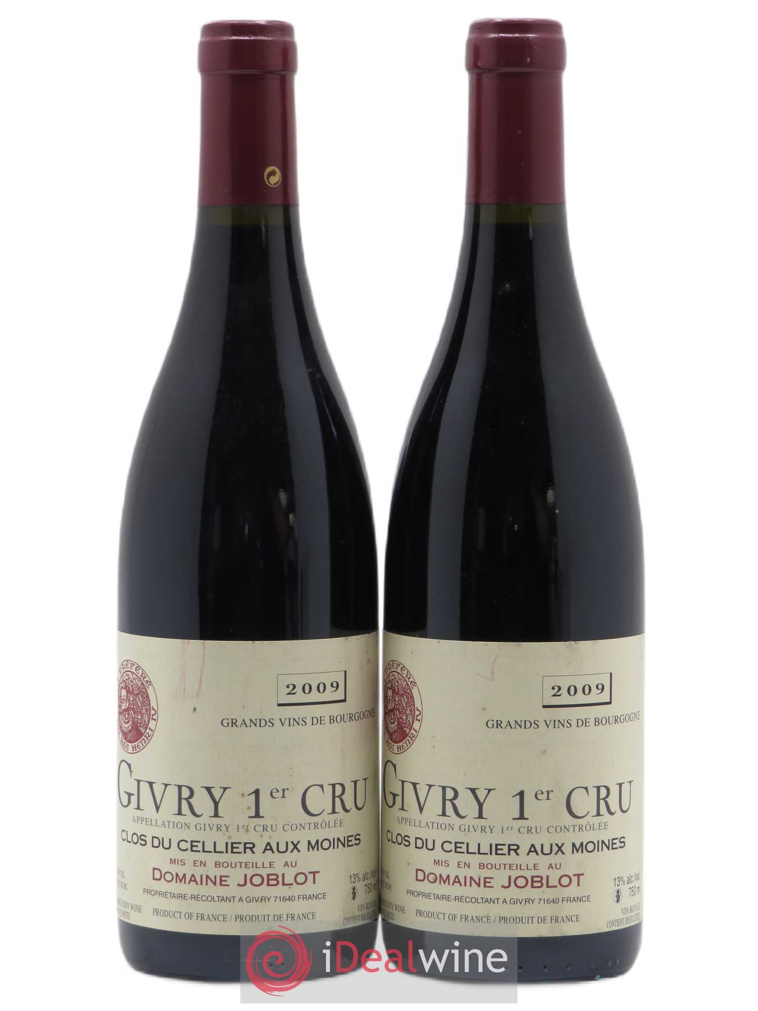Givry 1er Cru Clos du Cellier aux Moines Joblot (Domaine) 2009 - Lot de 2 bouteilles - 0