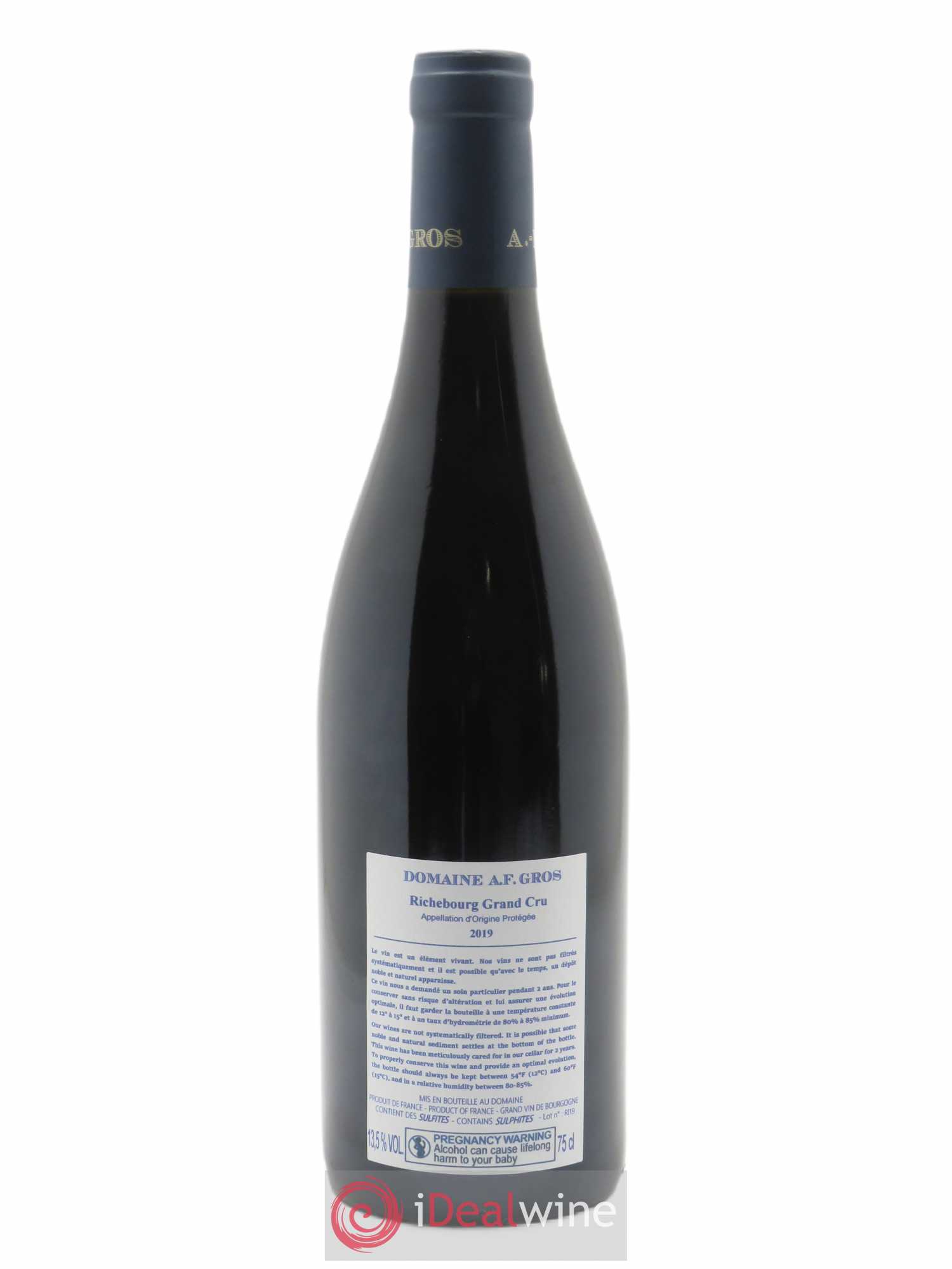 Richebourg Grand Cru A.-F. Gros 2019 - Lot de 1 bouteille - 1
