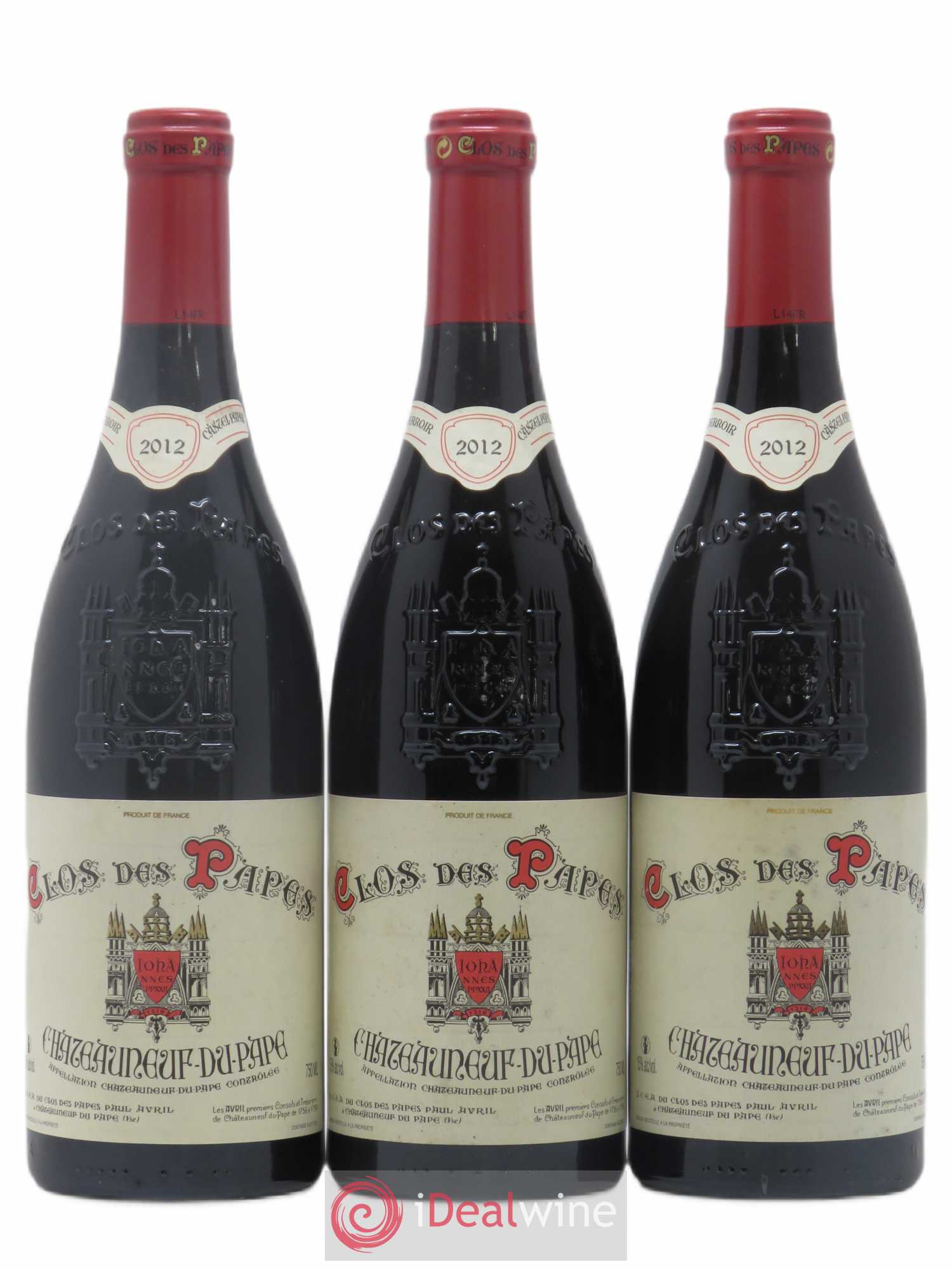 Châteauneuf-du-Pape Clos des Papes - Paul Avril 2012 - Lot de 3 bouteilles - 0
