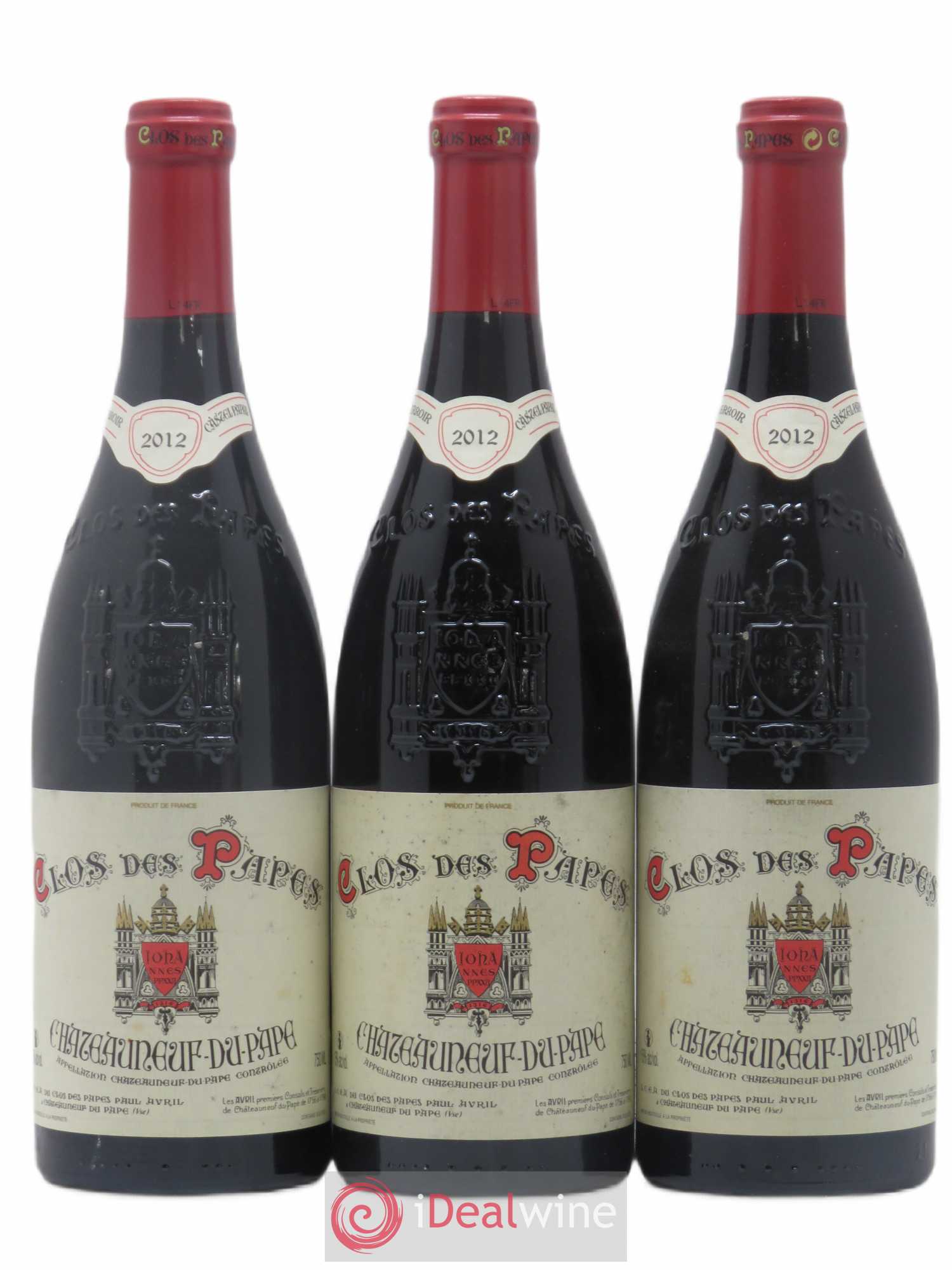 Châteauneuf-du-Pape Clos des Papes - Paul Avril 2012 - Lot de 3 bouteilles - 0