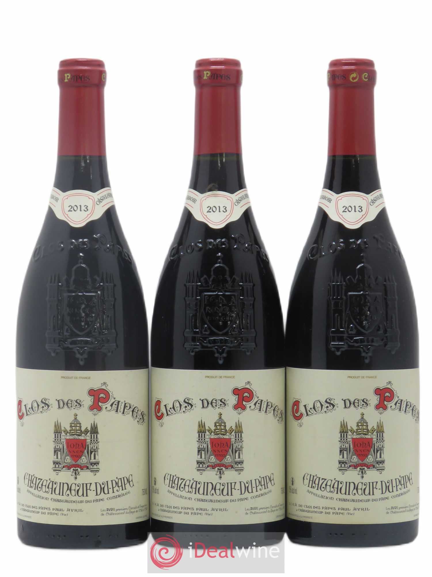 Châteauneuf-du-Pape Clos des Papes - Paul Avril 2013 - Lot de 3 bouteilles - 0