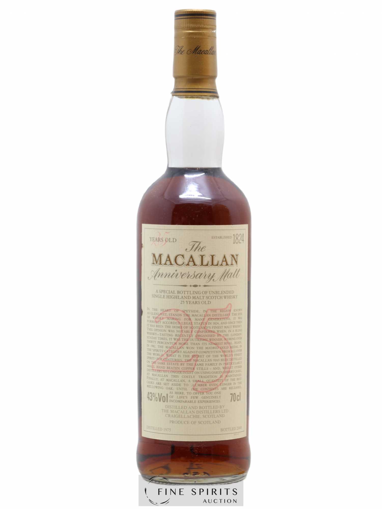 Macallan (The) 25 years 1975 Of. Anniversary Malt bottled 2000 Special Bottling - Lot de 1 bouteille - 1