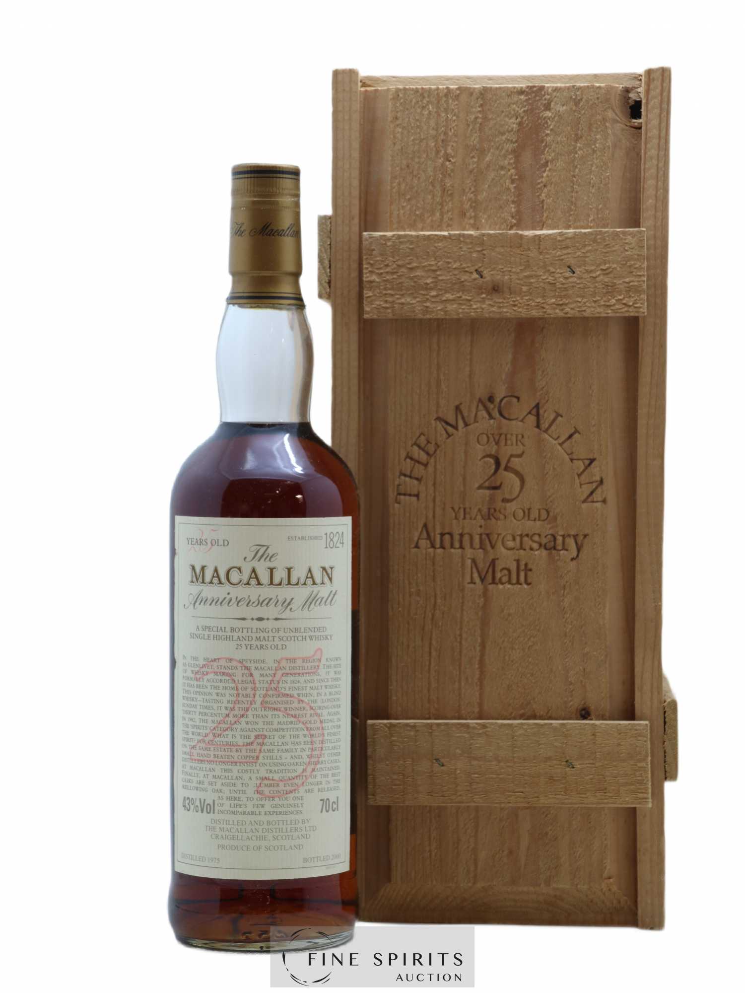 Macallan (The) 25 years 1975 Of. Anniversary Malt bottled 2000 Special Bottling - Lot de 1 bouteille - 0