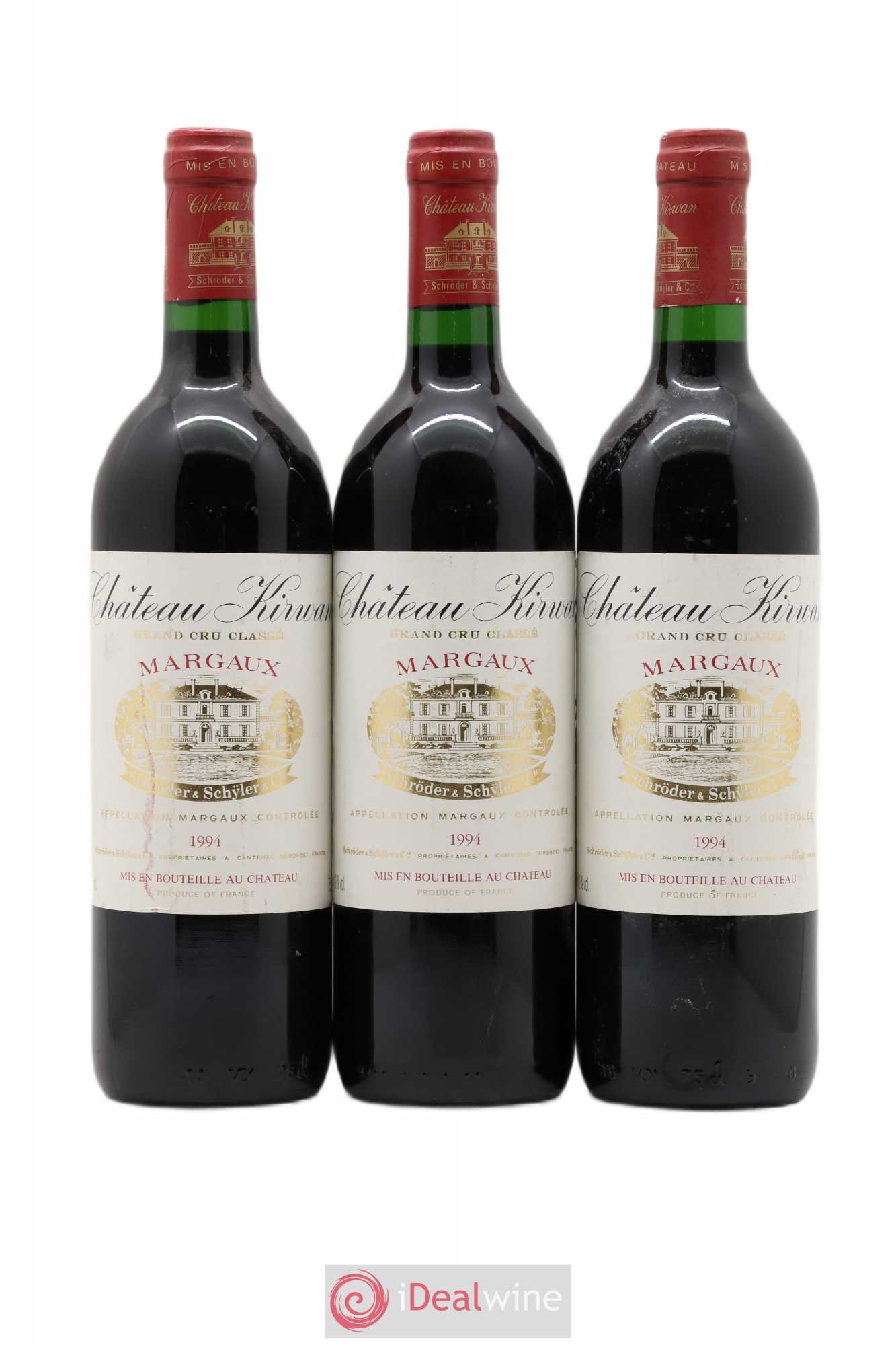 Château Kirwan 3ème Grand Cru Classé 1994 - Lot de 3 bouteilles - 0