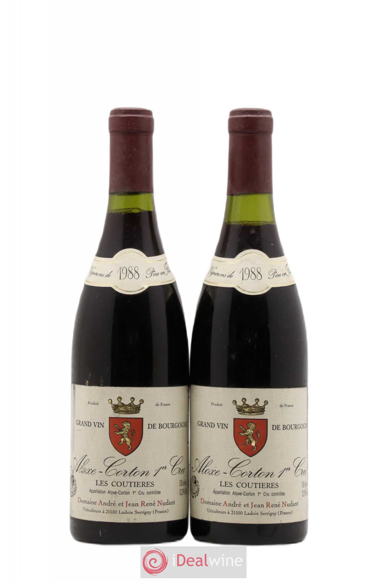 Aloxe-Corton 1er Cru Les Coutières Domaine André et Jean-René Nudant 1988 - Posten von 2 Flaschen - 0
