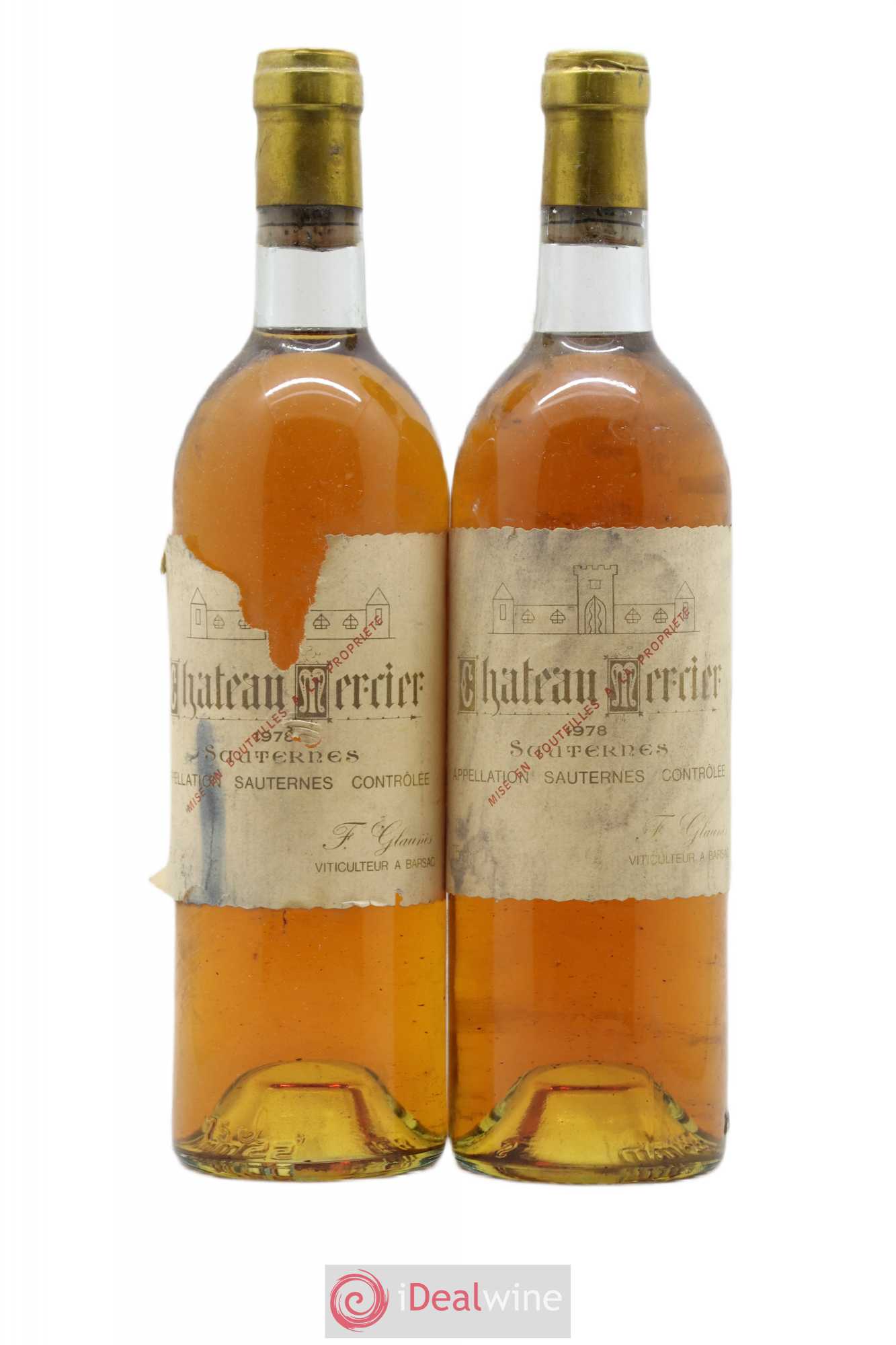 Sauternes Château Mercier 1978 - Lotto di 2 bottiglie - 0