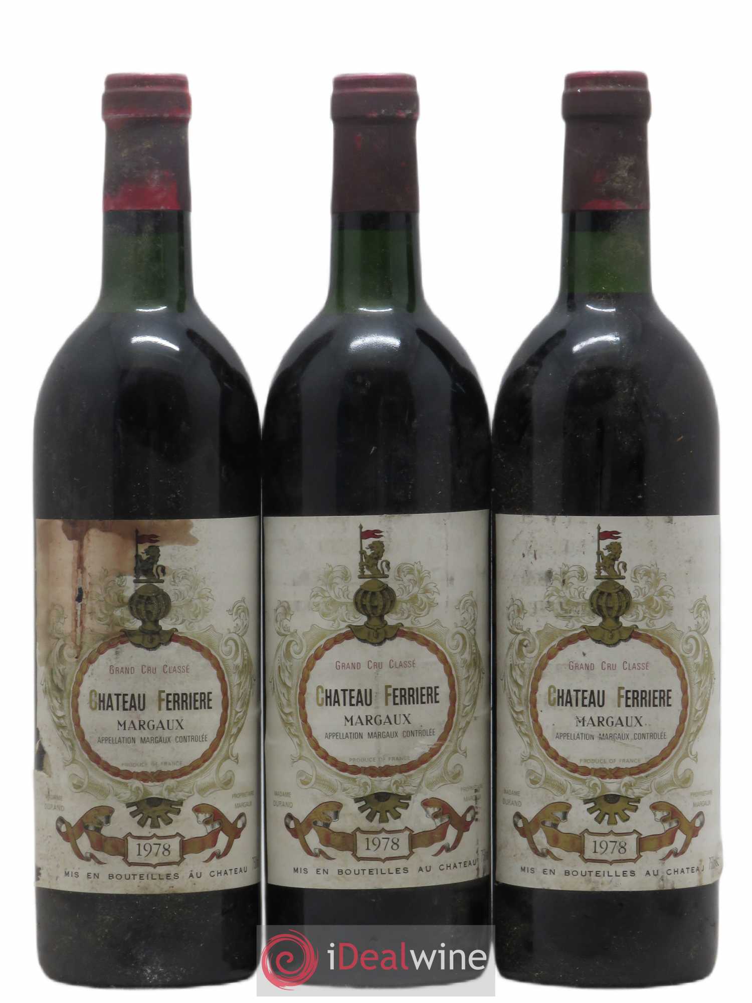Château Ferrière 3ème Grand Cru Classé 1978 - Lot de 3 bouteilles - 0