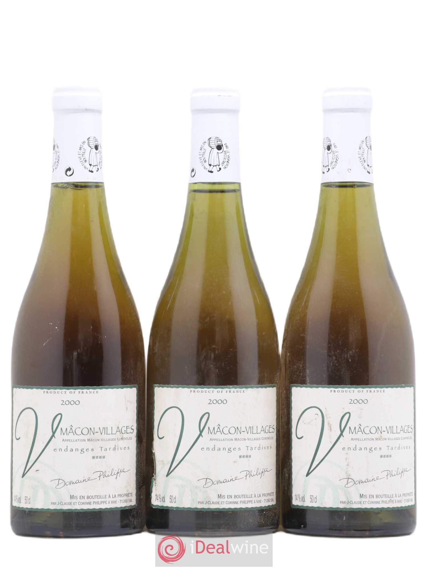 Mâcon Vendanges Tardives Domaine Philippe 50Cl (sans prix de réserve) 2000 - Posten von 3 Flaschen - 0