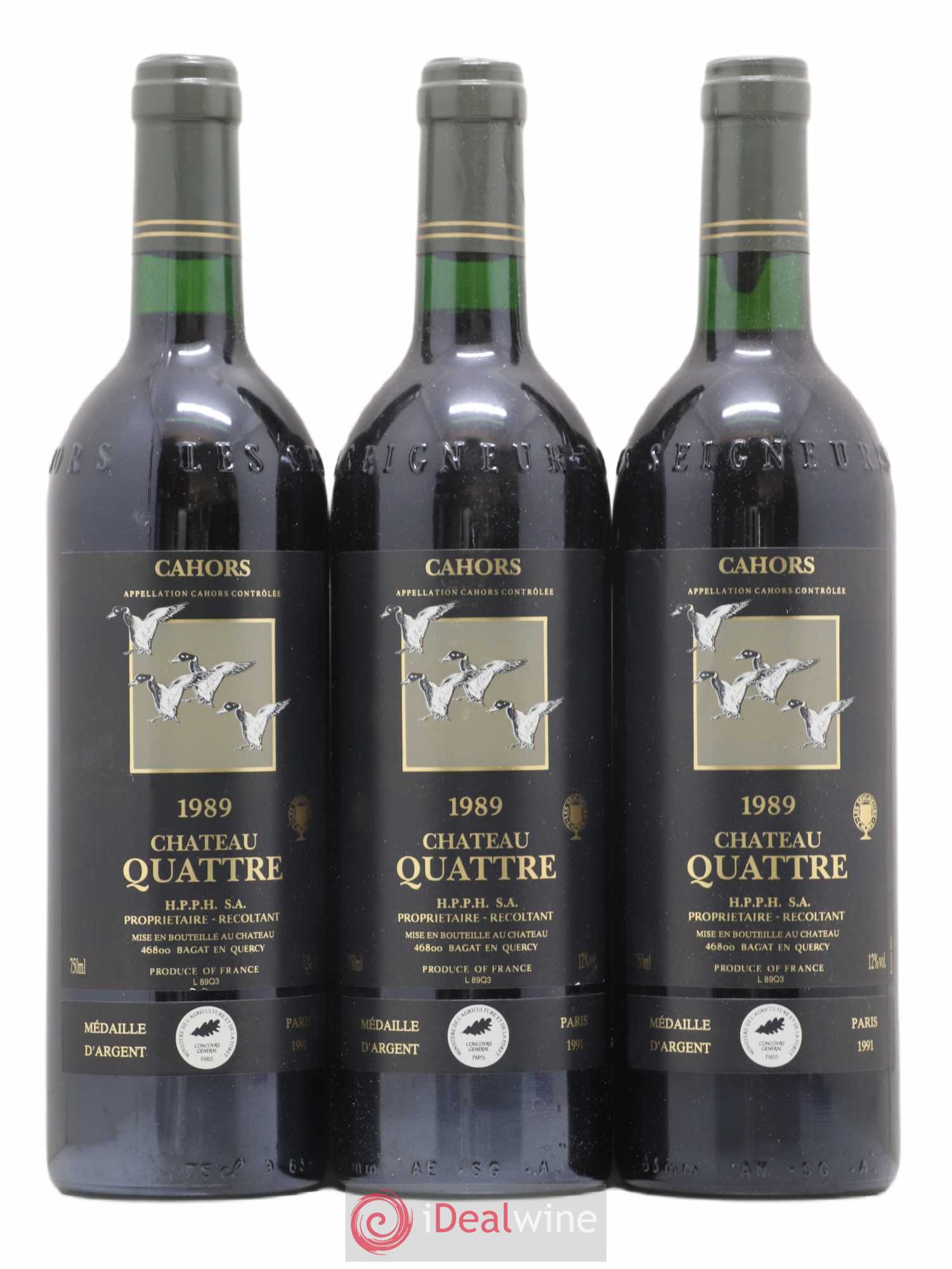 Cahors Château Quatre 1989 - Posten von 3 Flaschen - 0