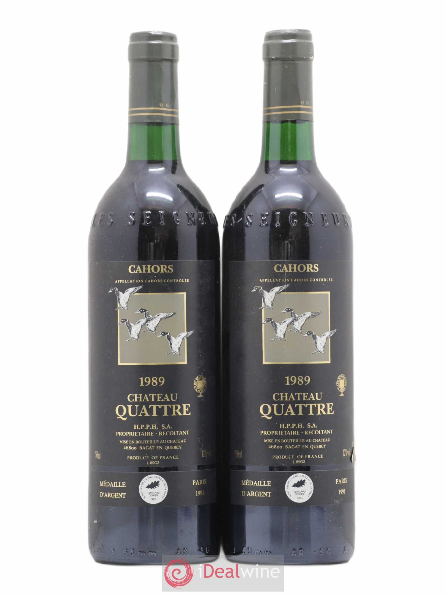 Cahors Château Quatre 1989 - Posten von 2 Flaschen - 0