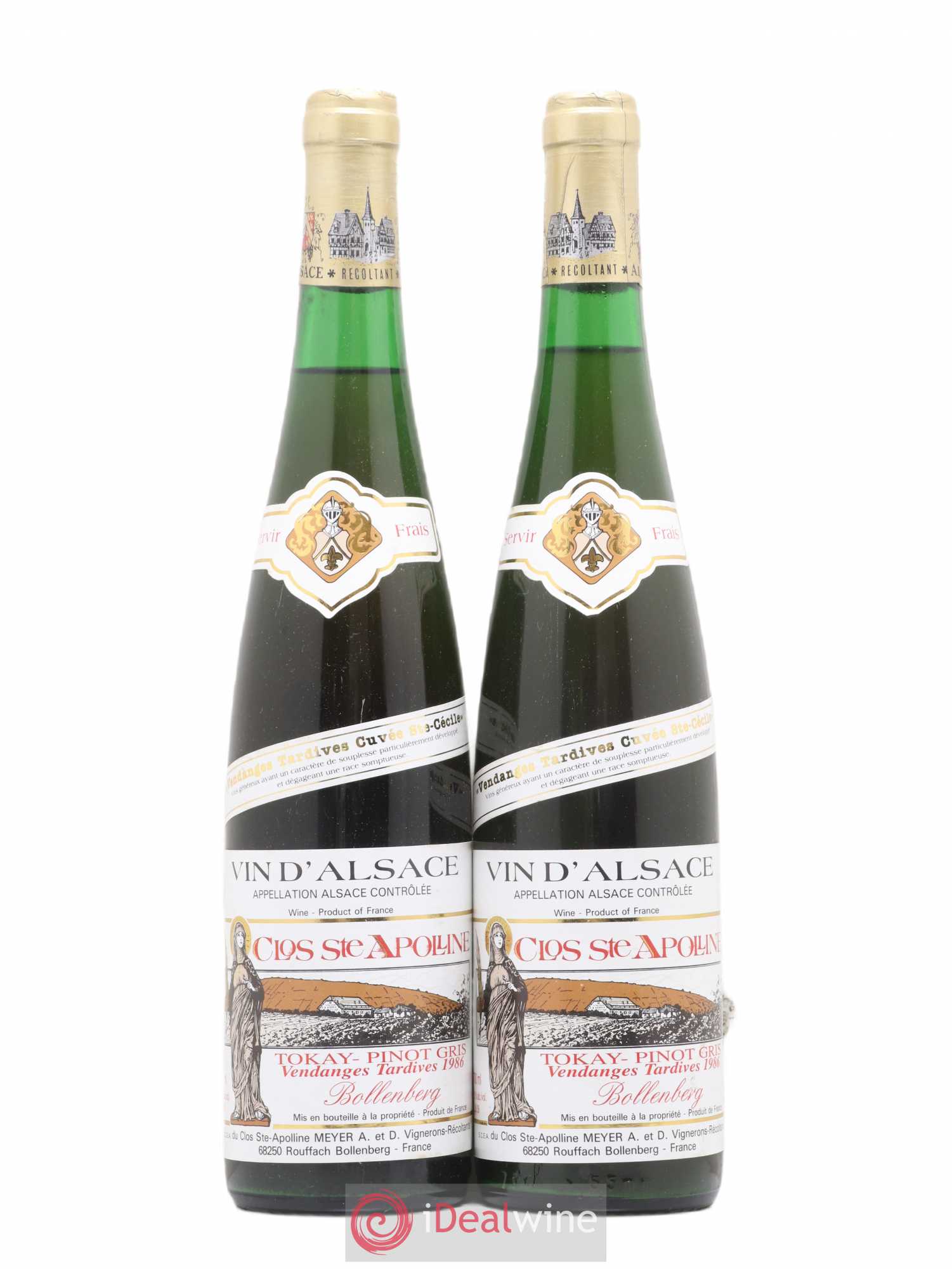 Pinot Gris Cuvée Sainte Cecile Vendanges Tardives Bollenberg Clos Sainte Apolline (sans prix de réserve) 1986 - Posten von 2 Flaschen - 0