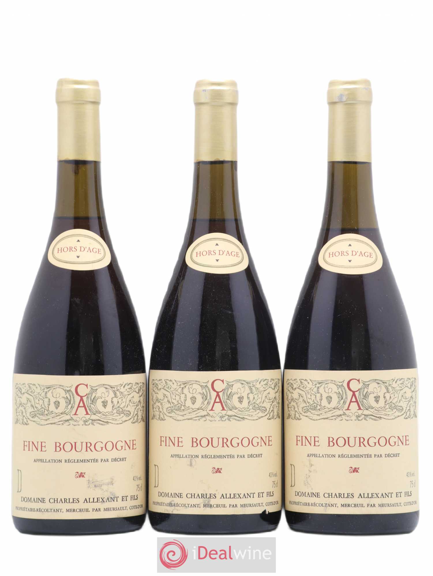 Alcool Fine de Bourgogne Hors d'Age Charles Allexant et Fils - Posten von 3 Flaschen - 0