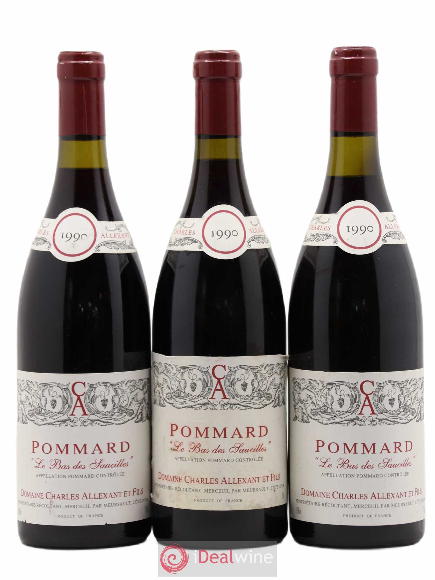 Pommard Le Bas des Saucilles Charles Allexant et Fils 1990 - Posten von 3 Flaschen - 0