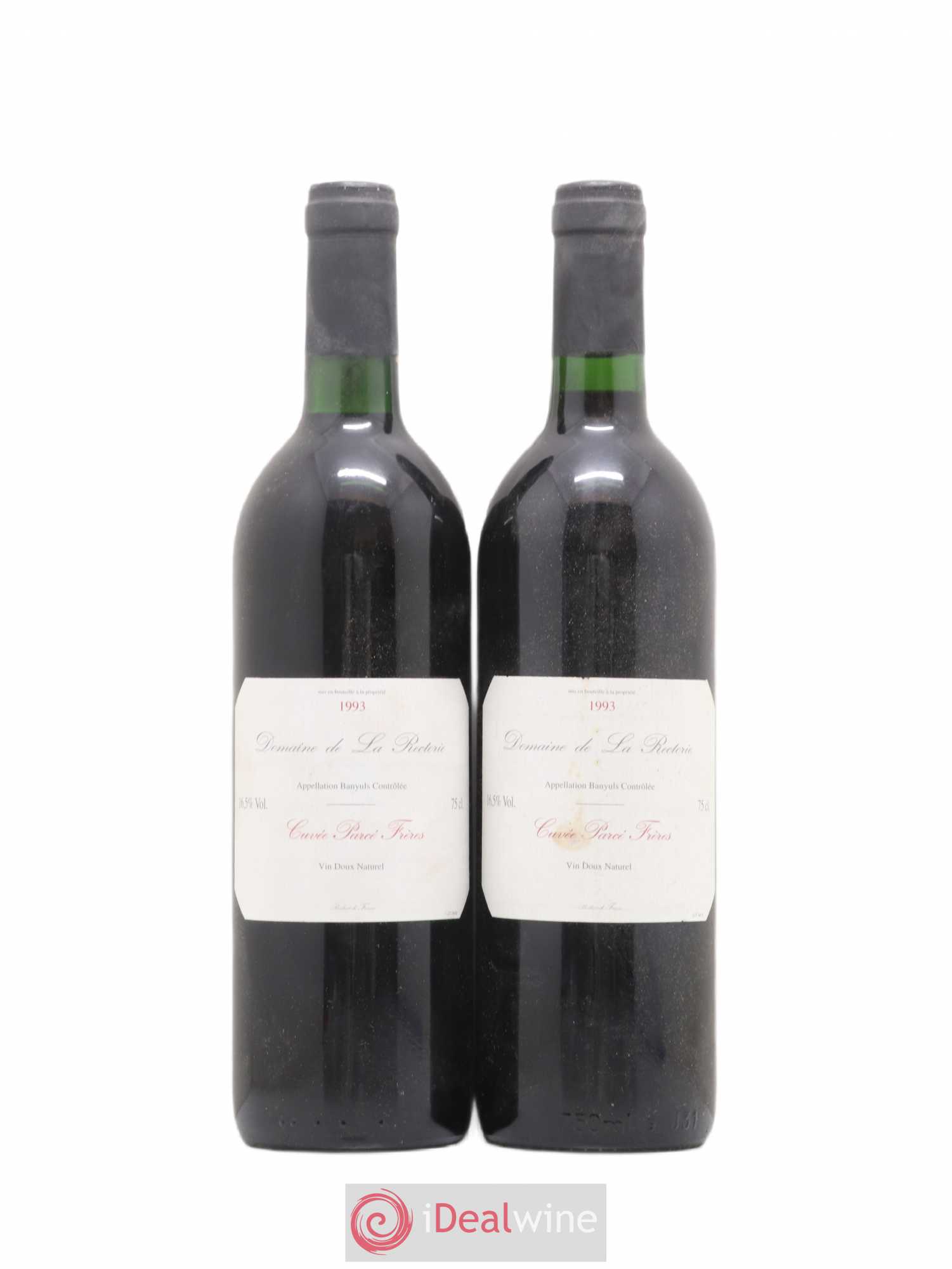 Banyuls La Rectorie (Domaine de) Léon Parcé Thierry et Jean Emmanuel Parcé Cuvée Parcé Frères 1993 - Lot de 2 bouteilles - 0