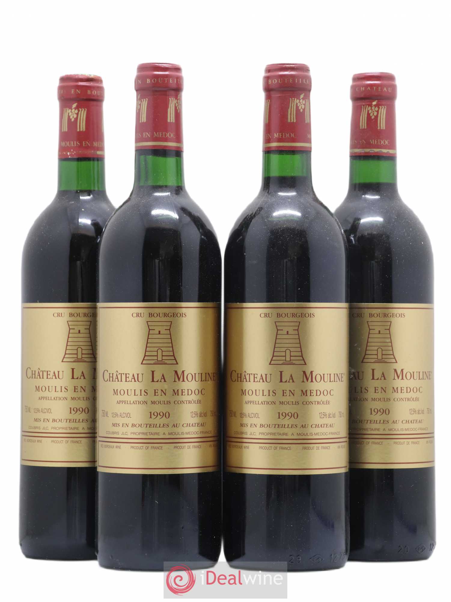 Moulis en Médoc Château La Mouline 1990 - Lot de 4 bouteilles - 0